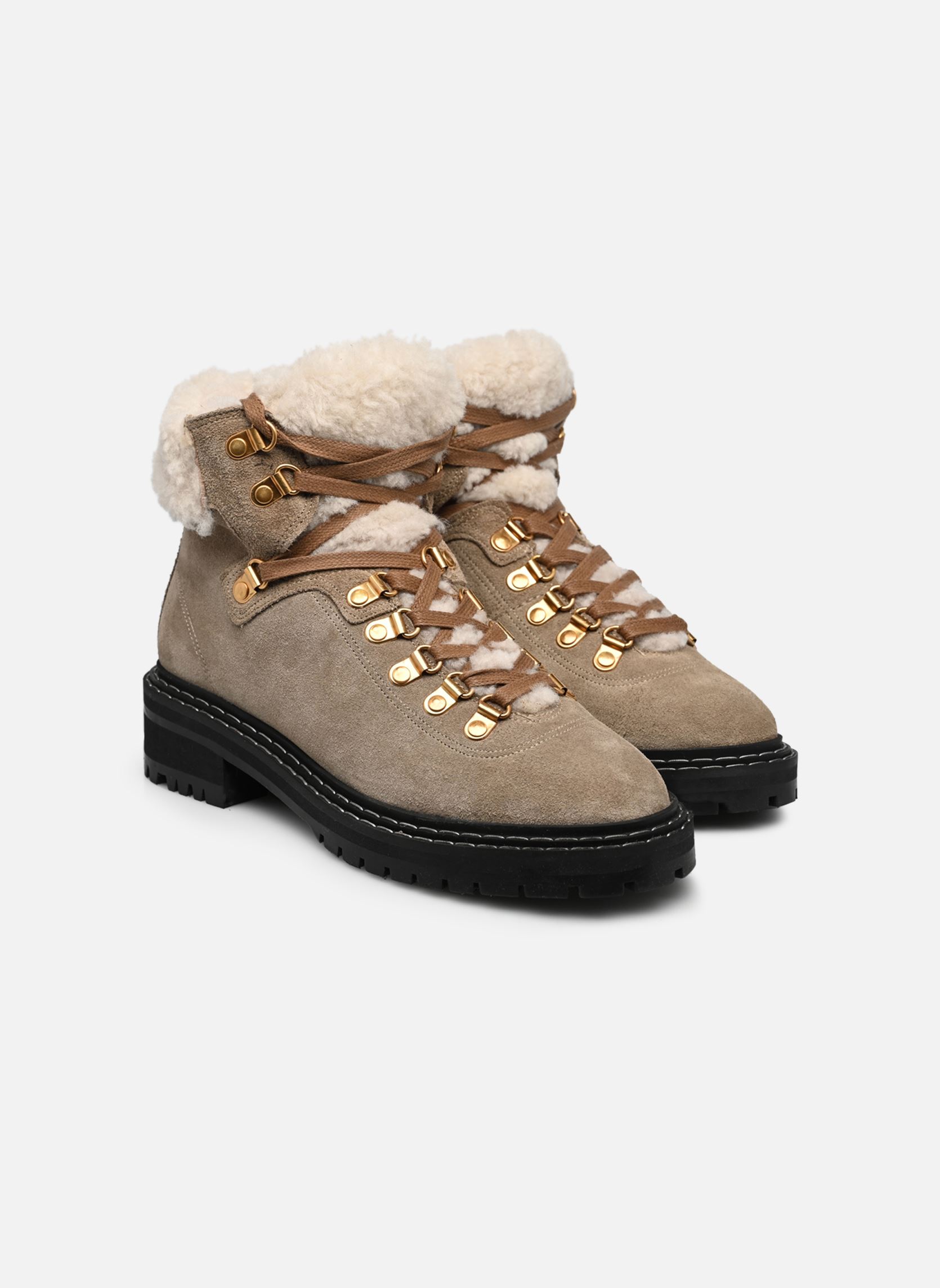 Bottines à lacets Beari Lamb Fur Oily femme beige Anonymous Copenhagen Bottines à lacets Beari Lamb Fur Oily femme beige CALF SUEDE MUSHROOM