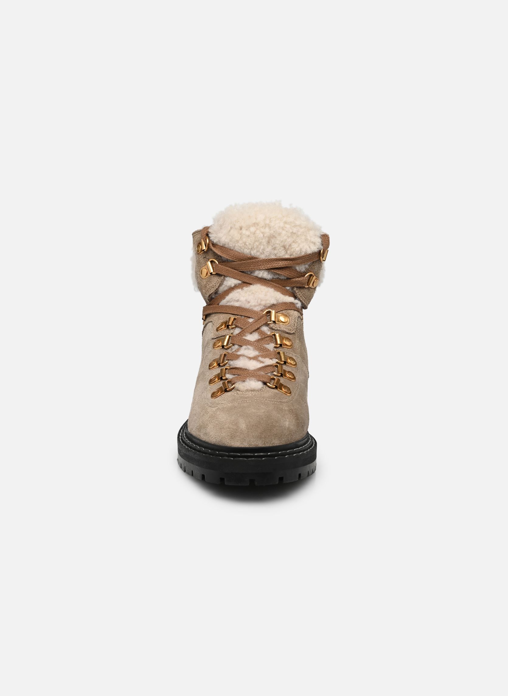 Bottines à lacets Beari Lamb Fur Oily femme beige Anonymous Copenhagen Bottines à lacets Beari Lamb Fur Oily femme beige CALF SUEDE MUSHROOM