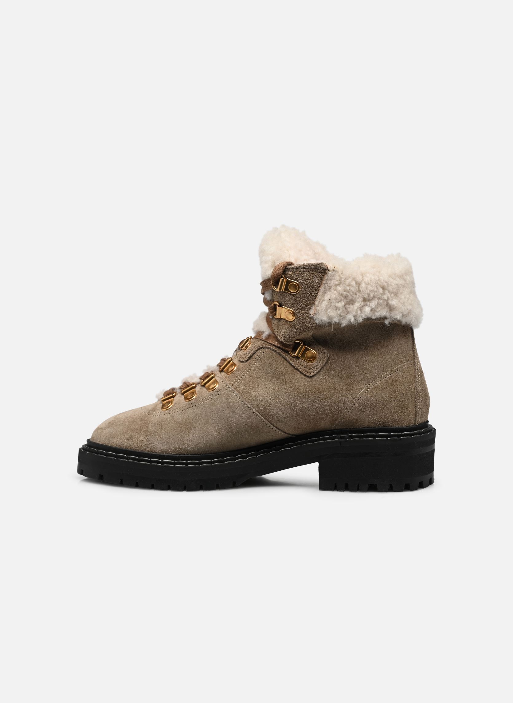 Bottines à lacets Beari Lamb Fur Oily femme beige Anonymous Copenhagen Bottines à lacets Beari Lamb Fur Oily femme beige CALF SUEDE MUSHROOM