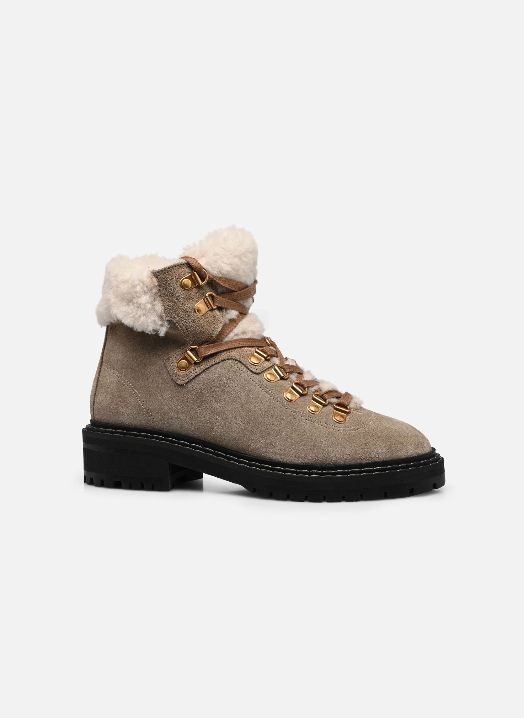 Bottines à lacets Beari Lamb Fur Oily femme beige Anonymous Copenhagen Bottines à lacets Beari Lamb Fur Oily femme beige CALF SUEDE MUSHROOM