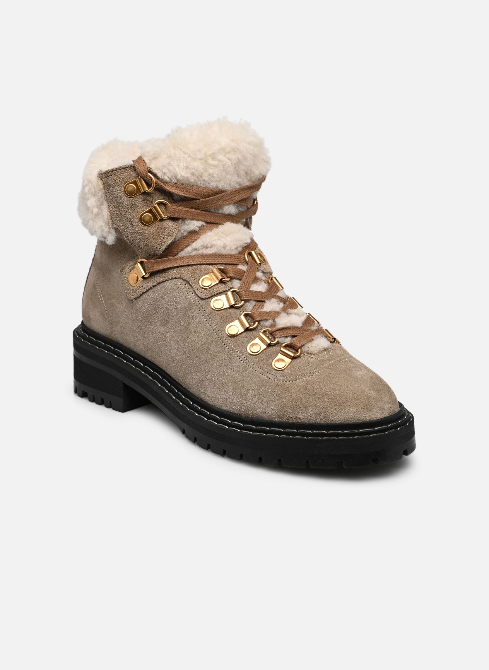 Bottines à lacets Beari Lamb Fur Oily femme beige Anonymous Copenhagen Bottines à lacets Beari Lamb Fur Oily femme beige CALF SUEDE MUSHROOM