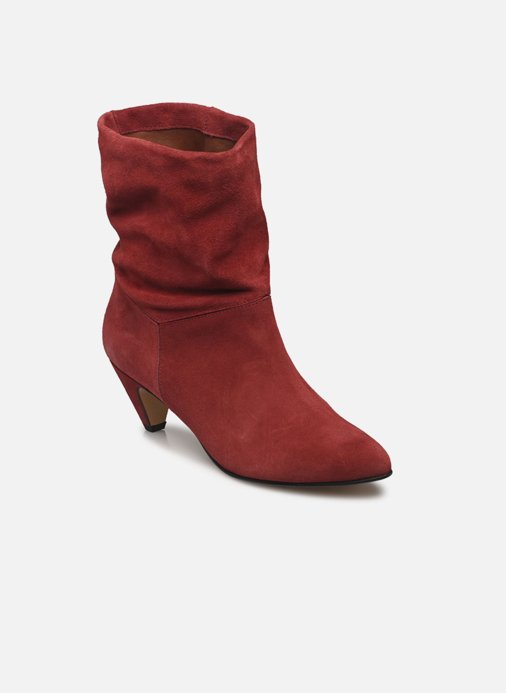 Bottines santiags Jassi 50 Stiletto femme rouge Anonymous Copenhagen Bottines santiags Jassi 50 Stiletto femme rouge CALF SUEDE & SLEEK LEATHER POM