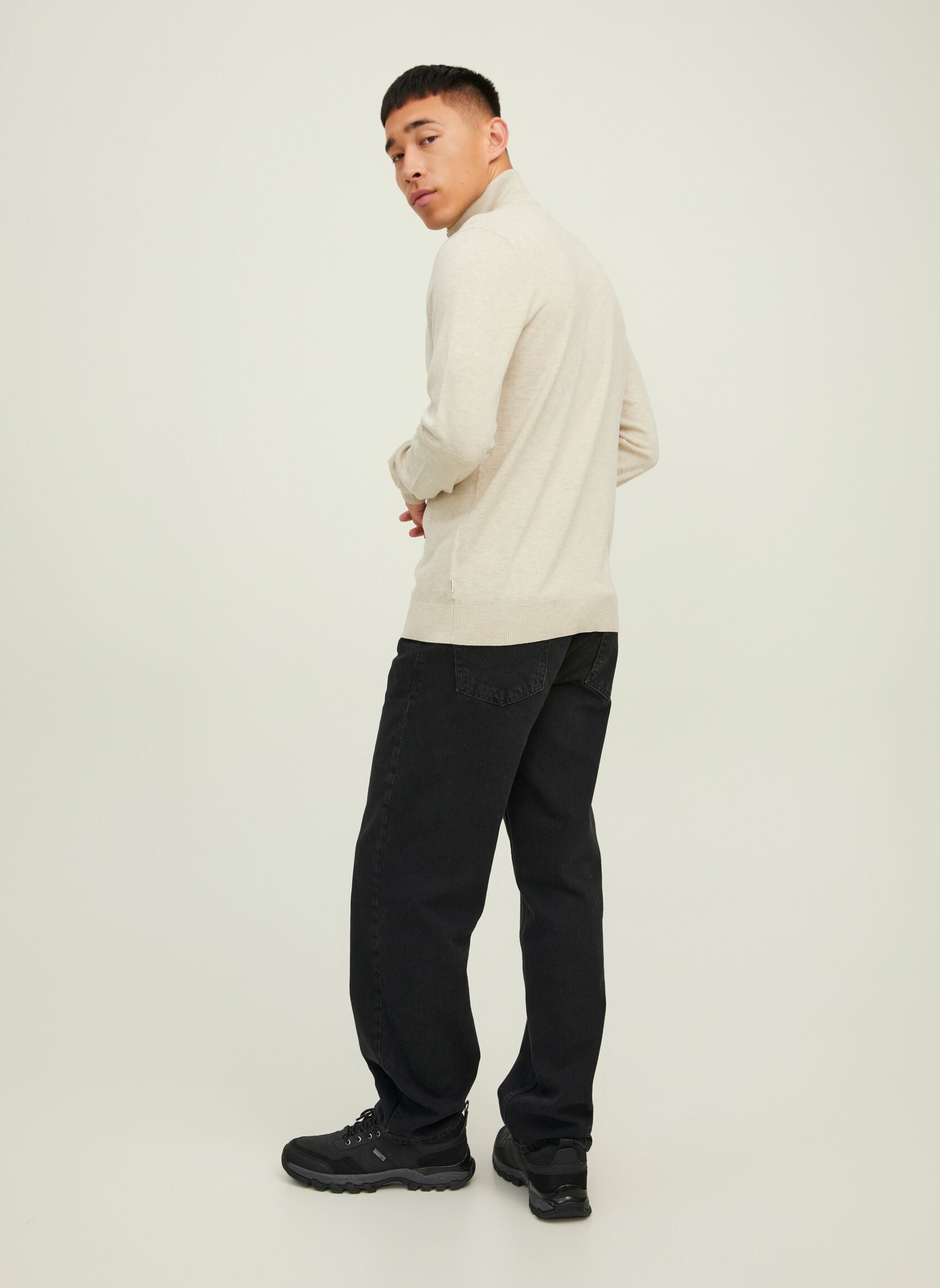Pullover Jjeemil Knit Half Zip Noos herren beige Jack & Jones Pullover Jjeemil Knit Half Zip Noos herren beige OATMEAL