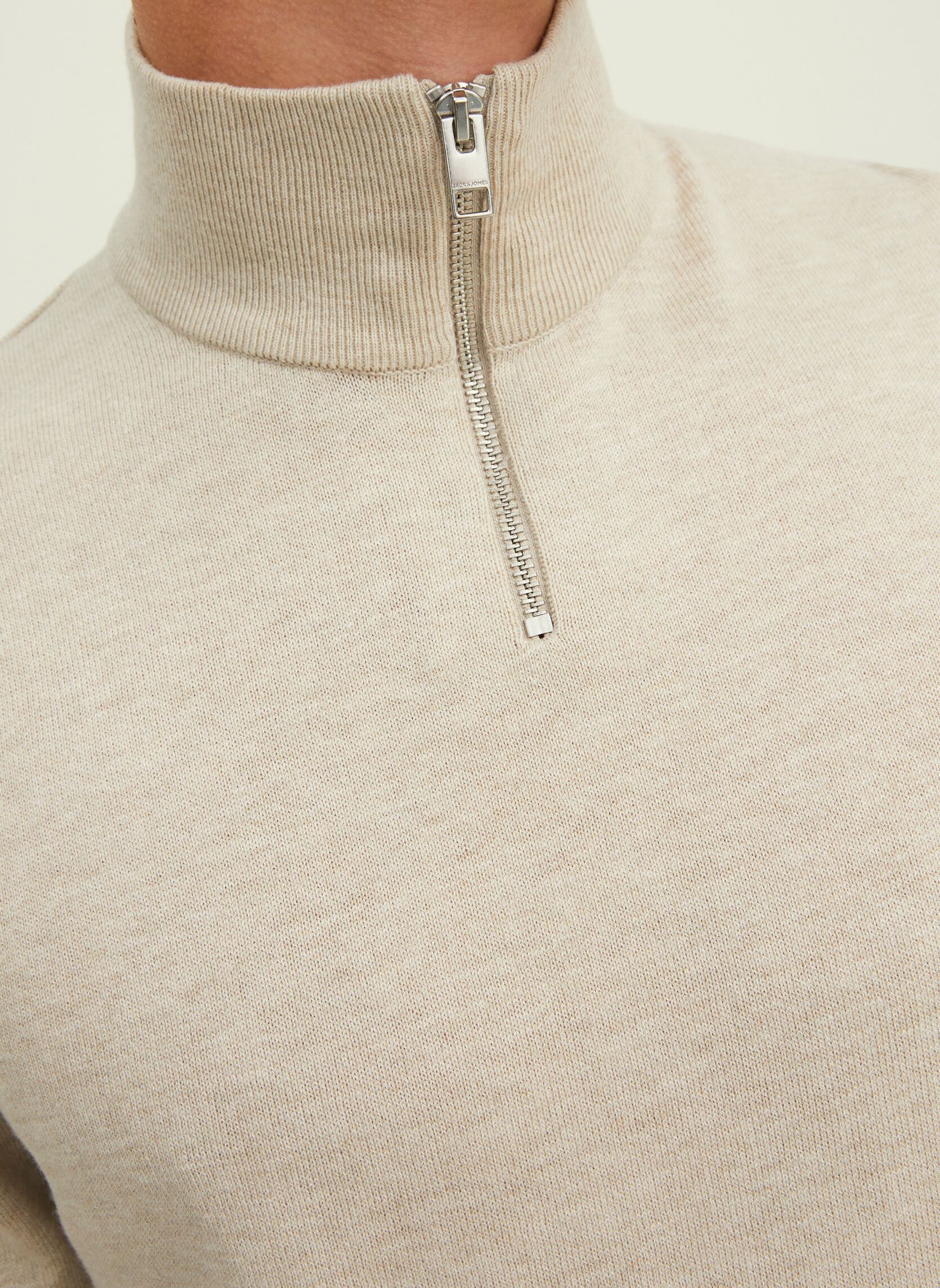 Pullover Jjeemil Knit Half Zip Noos herren beige Jack & Jones Pullover Jjeemil Knit Half Zip Noos herren beige OATMEAL