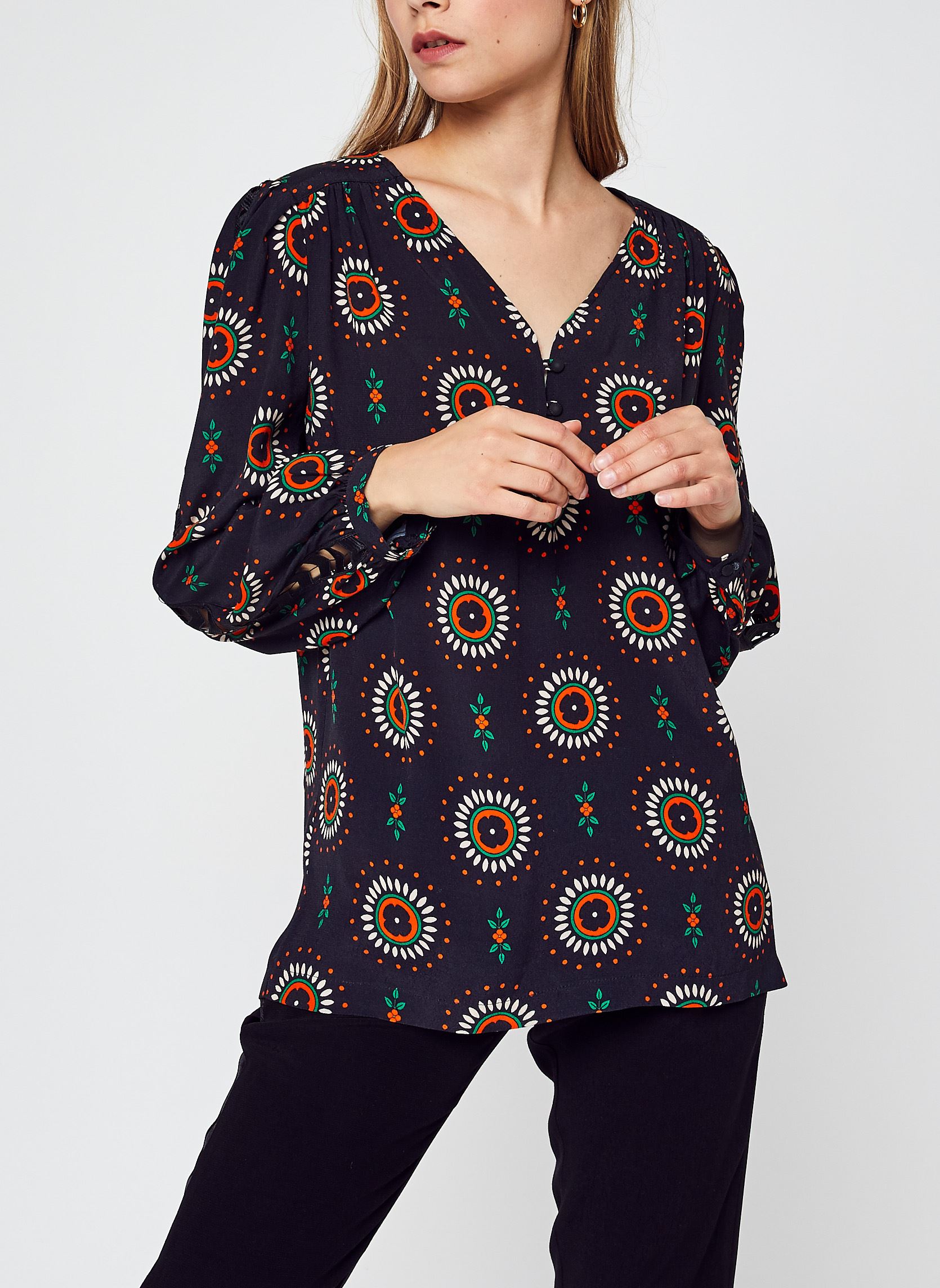 Blouse-chemisier La Petite Française Rouge-noir - Taille 38 - Occasion Parfait état