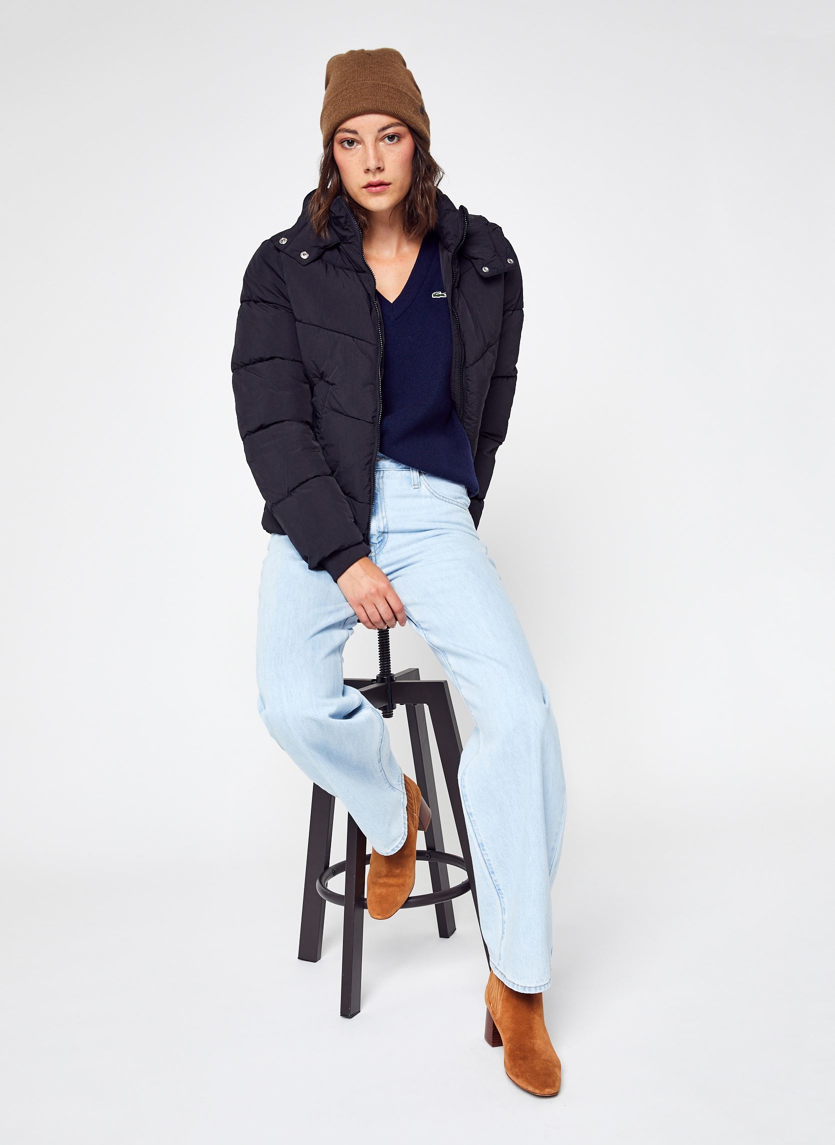 Pullover Pull femme Lacoste col en V damen blau Lacoste Pullover Pull femme Lacoste col en V damen blau MARINE