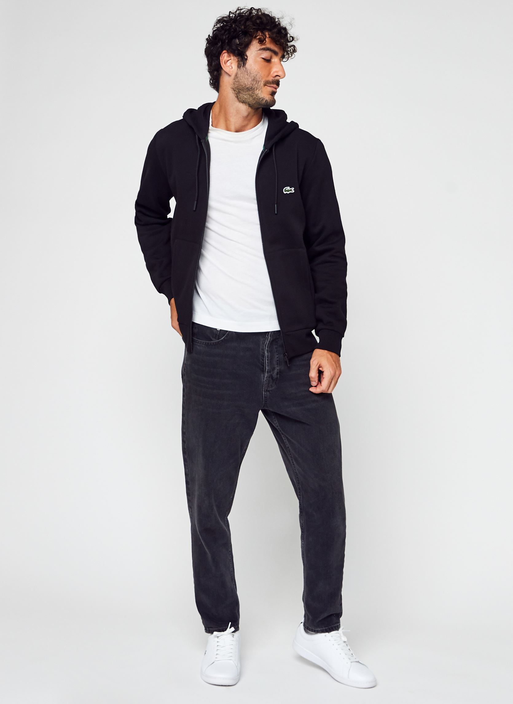 Sweats zippés Sweatshirt homme en molleton homme noir Lacoste Sweats zippés Sweatshirt homme en molleton homme noir NOIR