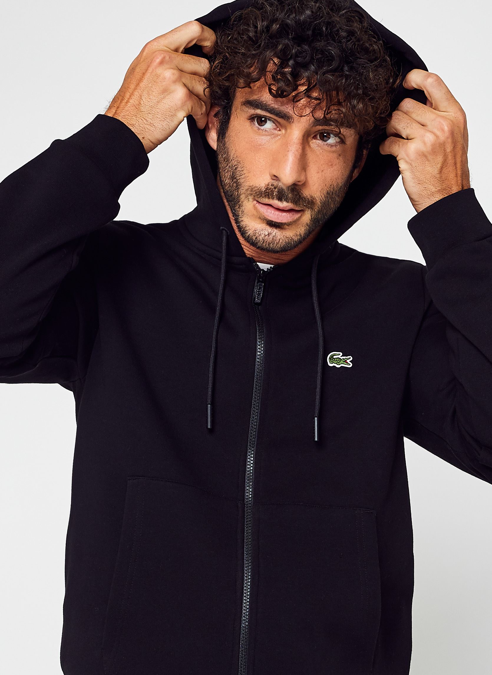 Sweats zippés Sweatshirt homme en molleton homme noir Lacoste Sweats zippés Sweatshirt homme en molleton homme noir NOIR