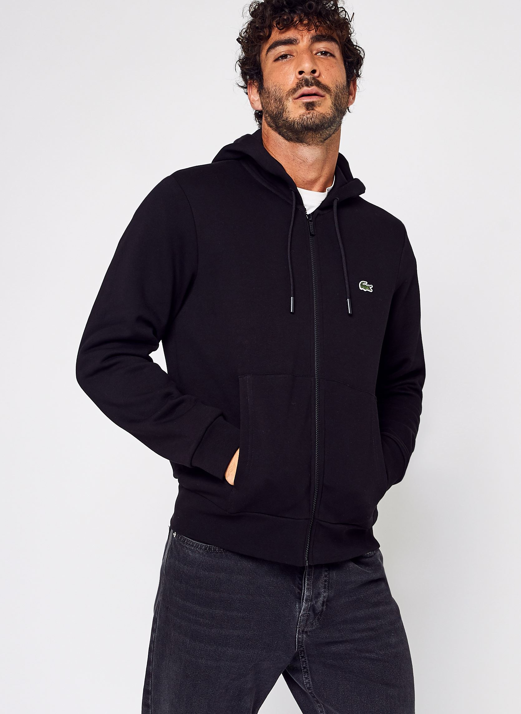 Sweats zippés Sweatshirt homme en molleton homme noir Lacoste Sweats zippés Sweatshirt homme en molleton homme noir NOIR