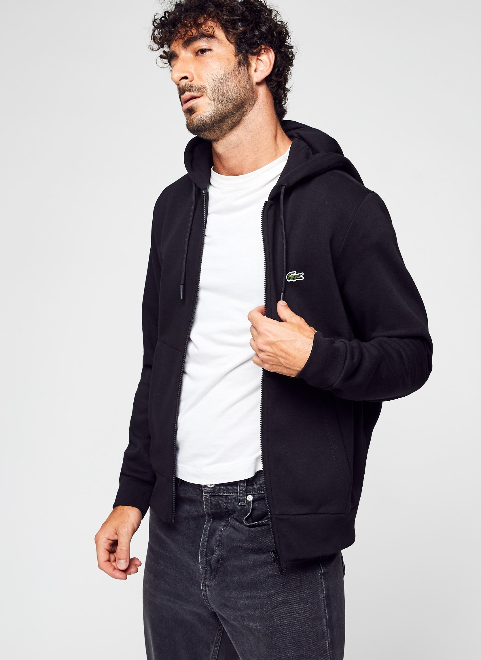 Sweats zippés Sweatshirt homme en molleton homme noir Lacoste Sweats zippés Sweatshirt homme en molleton homme noir NOIR