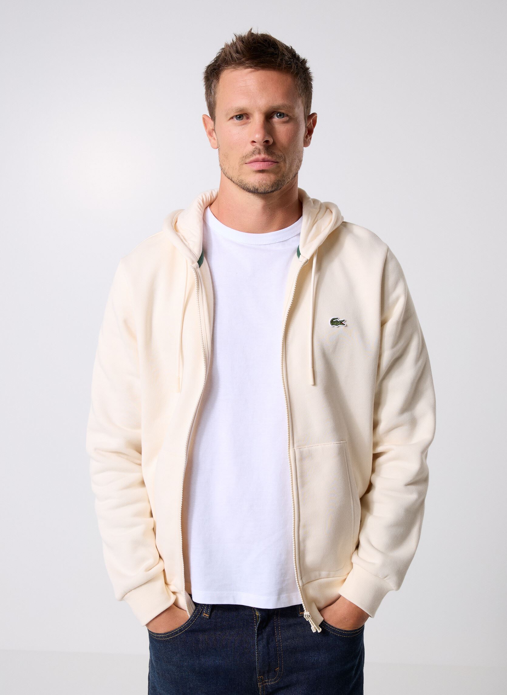Sudaderas con cremallera Sweatshirt homme en molleton hombre blanco Lacoste Sudaderas con cremallera Sweatshirt homme en molleton hombre blanco LAPONIE