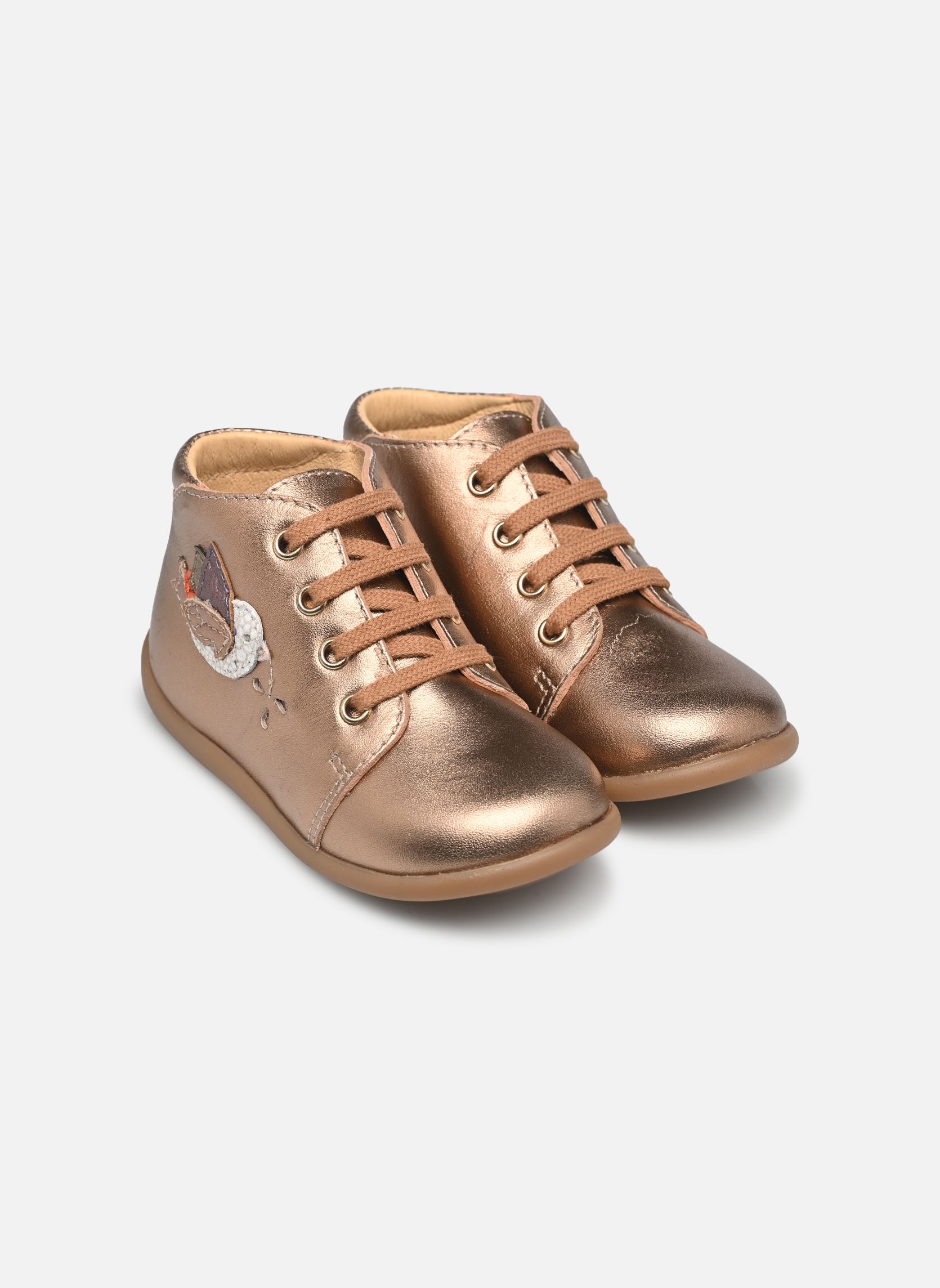 Chaussures premiers pas STAND-UP BIRD fille rose Pom d Api Chaussures premiers pas STAND-UP BIRD fille rose COPPER