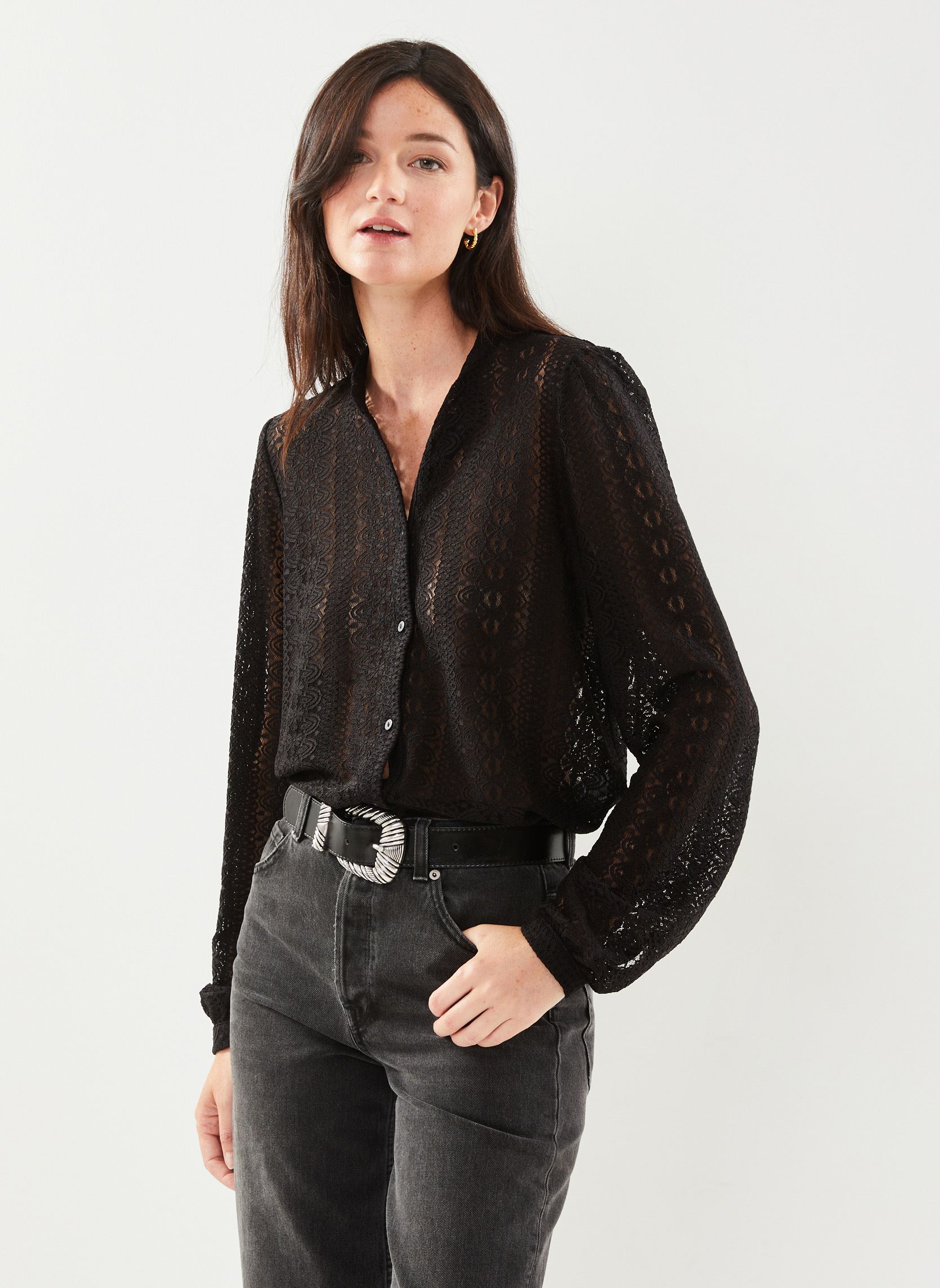 Blouses VICHIKKA LACE L/S SHIRT- NOOS femme noir Vila Blouses VICHIKKA LACE L/S SHIRT- NOOS femme noir Black