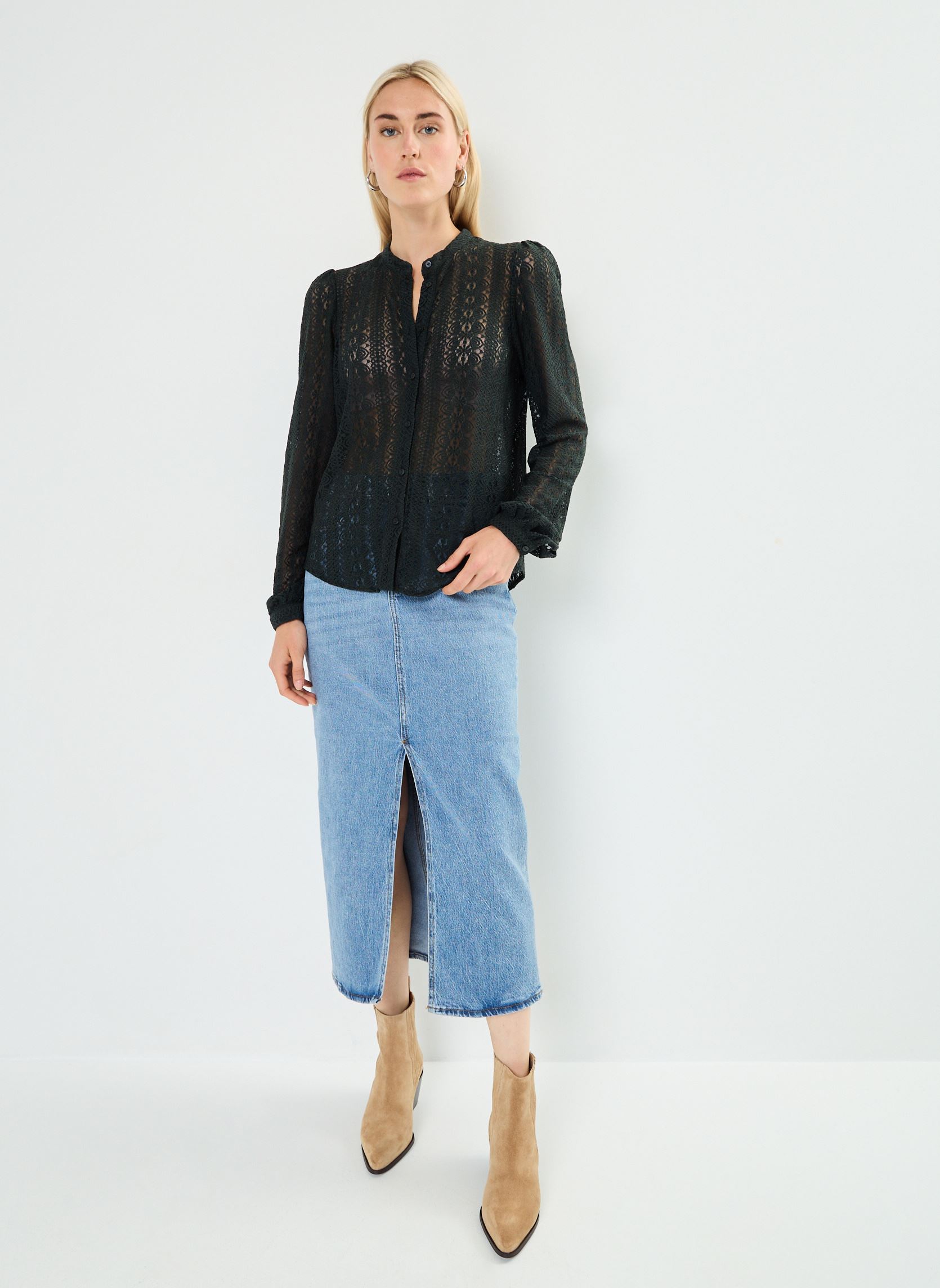 Blouses VICHIKKA LACE L/S SHIRT- NOOS femme noir Vila Blouses VICHIKKA LACE L/S SHIRT- NOOS femme noir Scarab