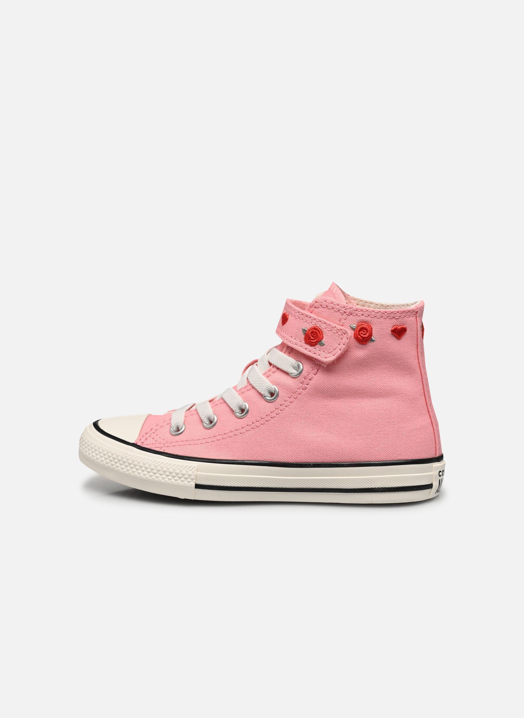 Baskets hautes Chuck Taylor All Star 1V Hi C fille rose Converse Baskets hautes Chuck Taylor All Star 1V Hi C fille rose Lt Jellyfish Jitter/Red/Egret