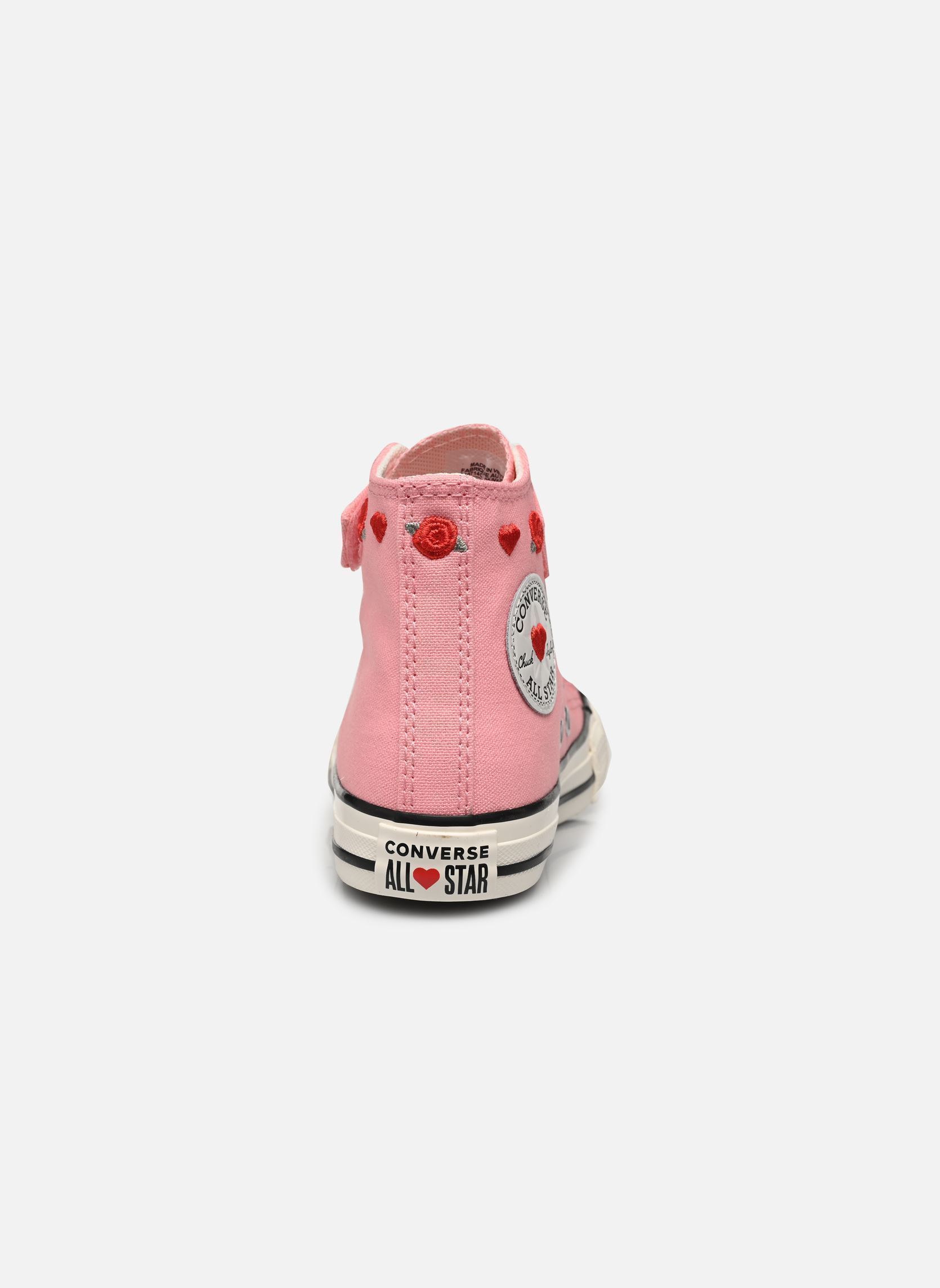 Baskets hautes Chuck Taylor All Star 1V Hi C fille rose Converse Baskets hautes Chuck Taylor All Star 1V Hi C fille rose Lt Jellyfish Jitter/Red/Egret