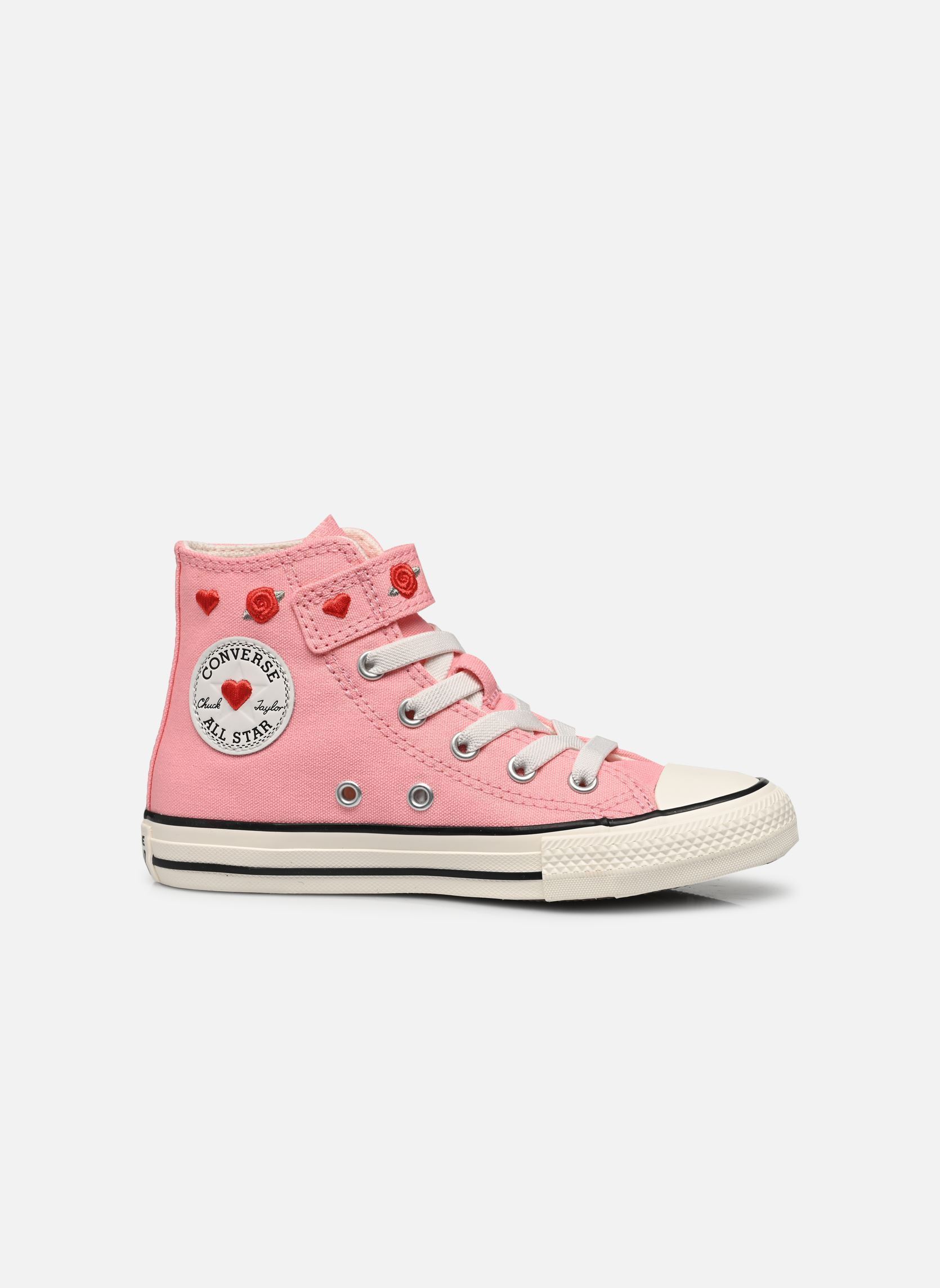 Baskets hautes Chuck Taylor All Star 1V Hi C fille rose Converse Baskets hautes Chuck Taylor All Star 1V Hi C fille rose Lt Jellyfish Jitter/Red/Egret