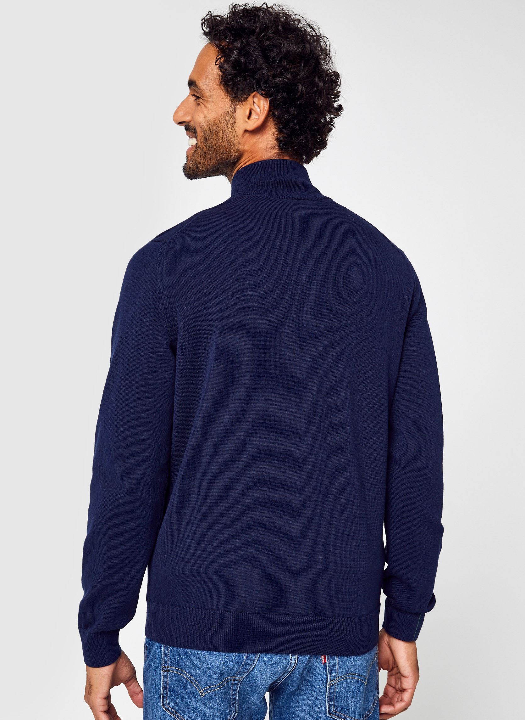 Gilets Pull zippé à col montant homme bleu Lacoste Gilets Pull zippé à col montant homme bleu MARINE
