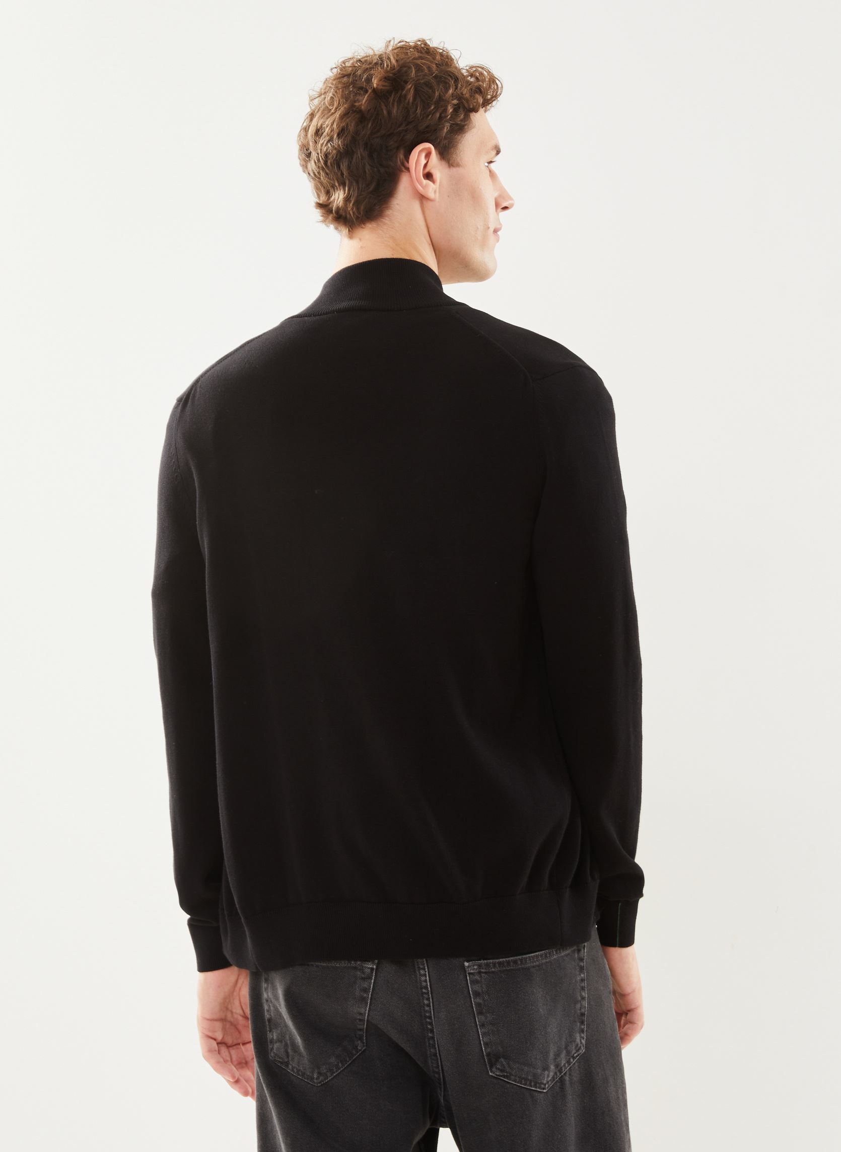 Gilets Pull zippé à col montant homme noir Lacoste Gilets Pull zippé à col montant homme noir NOIR