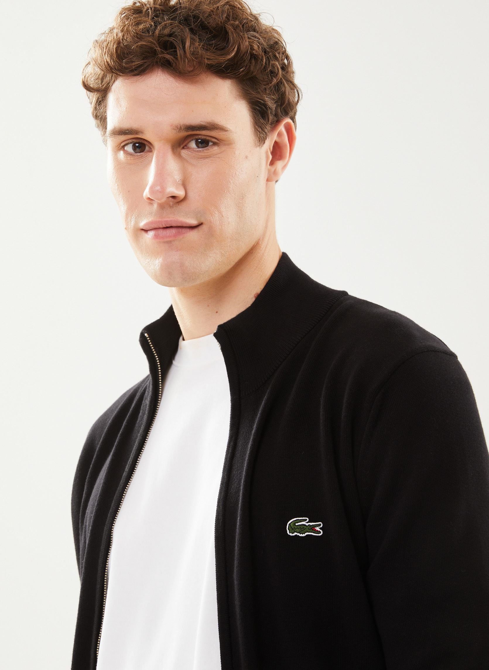 Gilets Pull zippé à col montant homme noir Lacoste Gilets Pull zippé à col montant homme noir NOIR