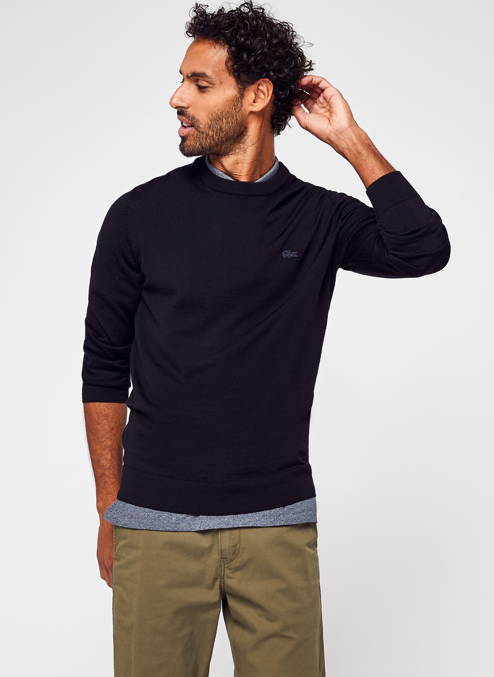 Pulls Pull à col rond en laine homme noir Lacoste Pulls Pull à col rond en laine homme noir NOIR