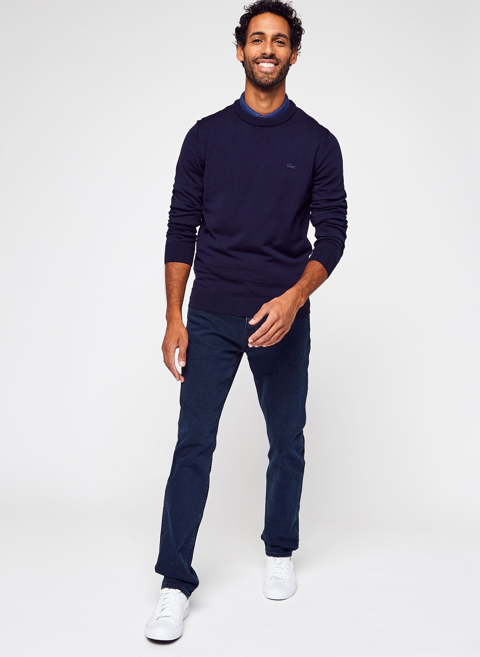 Pulls Pull à col rond en laine homme bleu Lacoste Pulls Pull à col rond en laine homme bleu 166 MARINE