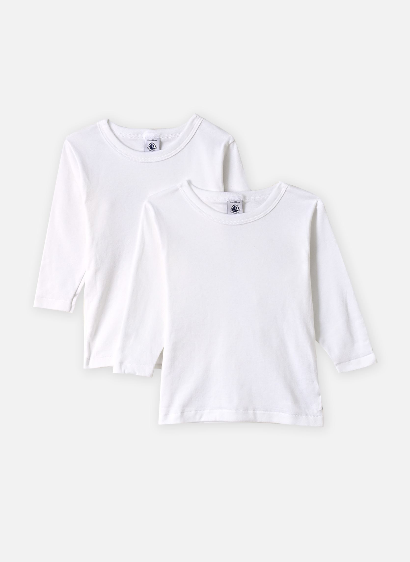 Vêtements Petit Bateau Lots de 2 Tee shirts Manches Longues Blancs Garçon pour Accessoires - vue 4