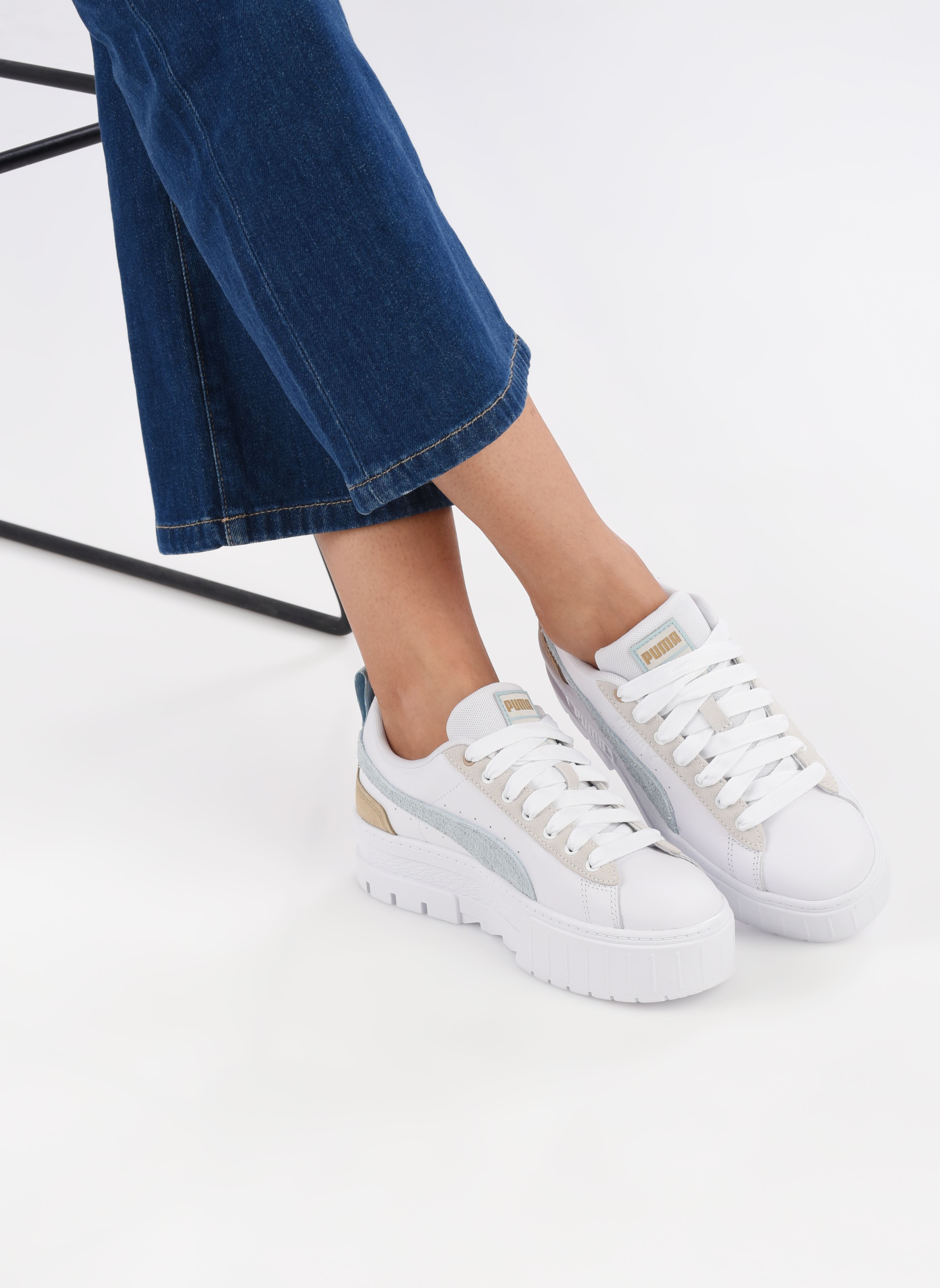 Baskets basses Mayze Mix Wns femme blanc Puma Baskets basses Mayze Mix Wns femme blanc PUMA WHITE-TURQUOISE SURF