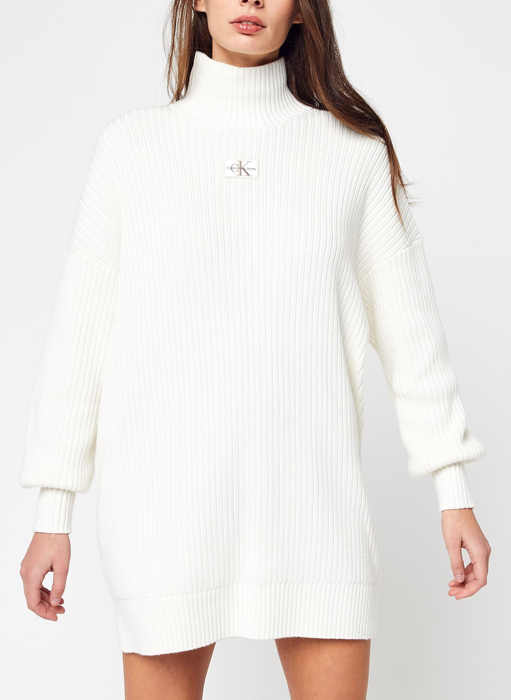 Vestidos Badge Loose Sweater Dress mujer blanco Calvin Klein Jeans Vestidos Badge Loose Sweater Dress mujer blanco IVORY