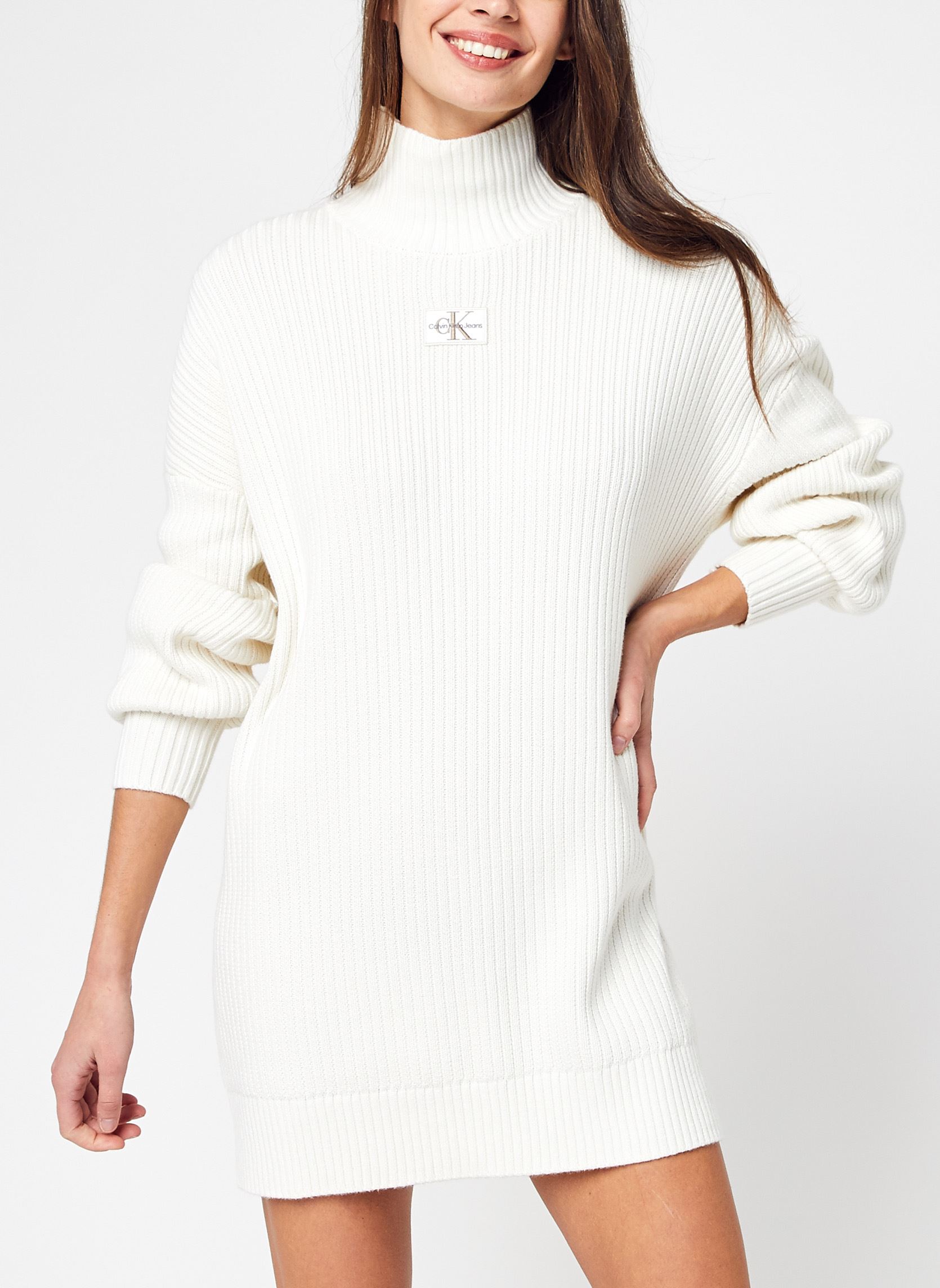 Vestidos Badge Loose Sweater Dress mujer blanco Calvin Klein Jeans Vestidos Badge Loose Sweater Dress mujer blanco IVORY