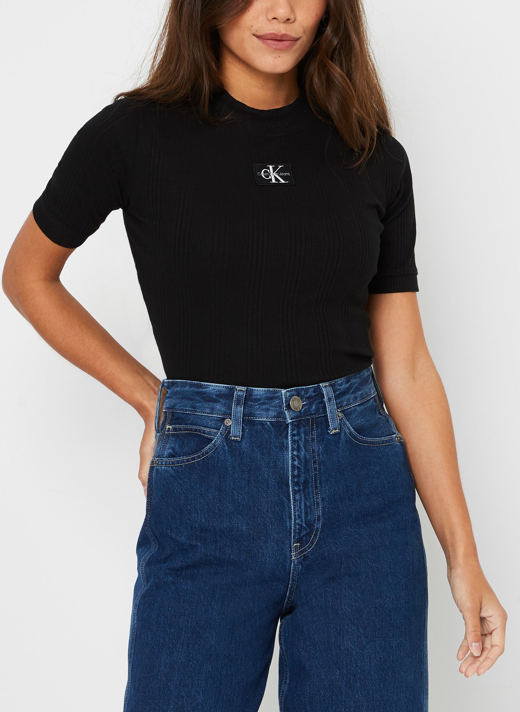 Vêtements Calvin Klein Jeans Badge Rib Short Sleeve Slim Tee pour Accessoires