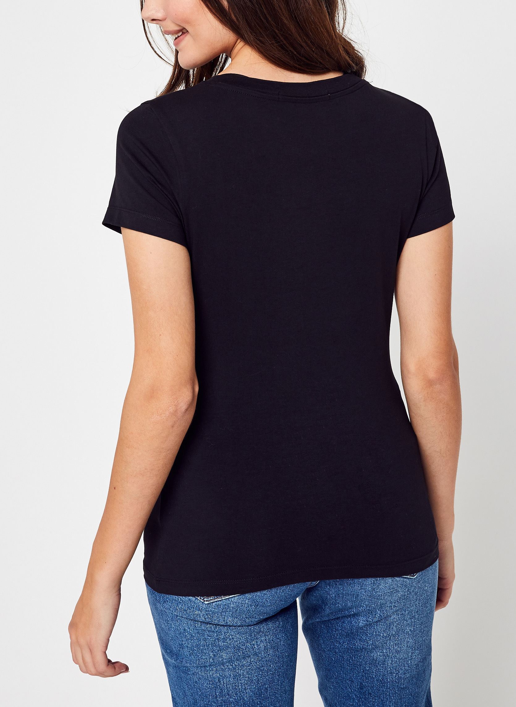 Tee-shirts CK Embroidery Stretch V-Neck femme noir Calvin Klein Jeans Tee-shirts CK Embroidery Stretch V-Neck femme noir CK BLACK