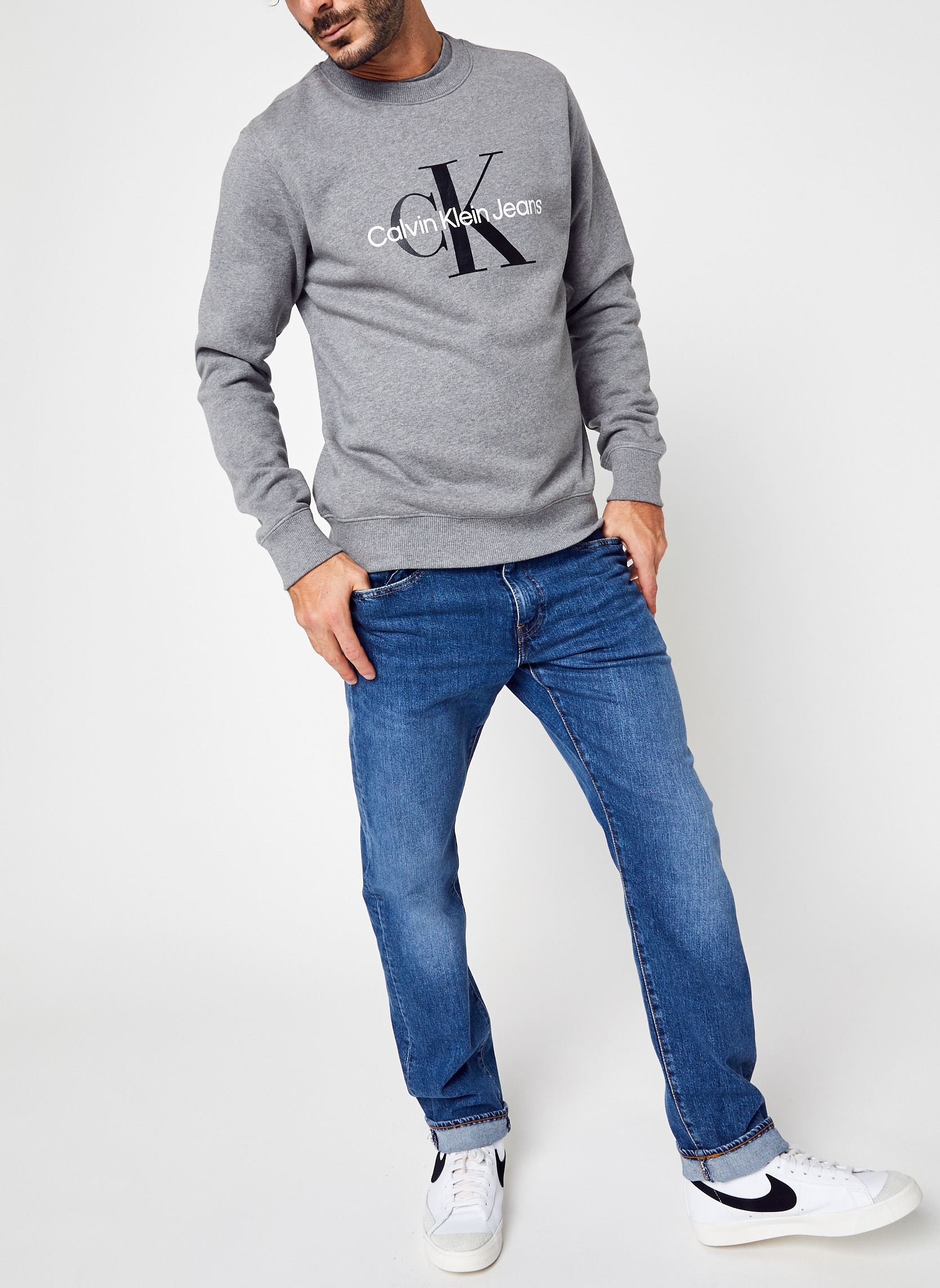 Pulls Core Monogram Crewneck homme gris Calvin Klein Jeans Pulls Core Monogram Crewneck homme gris MID GREY HEATHER