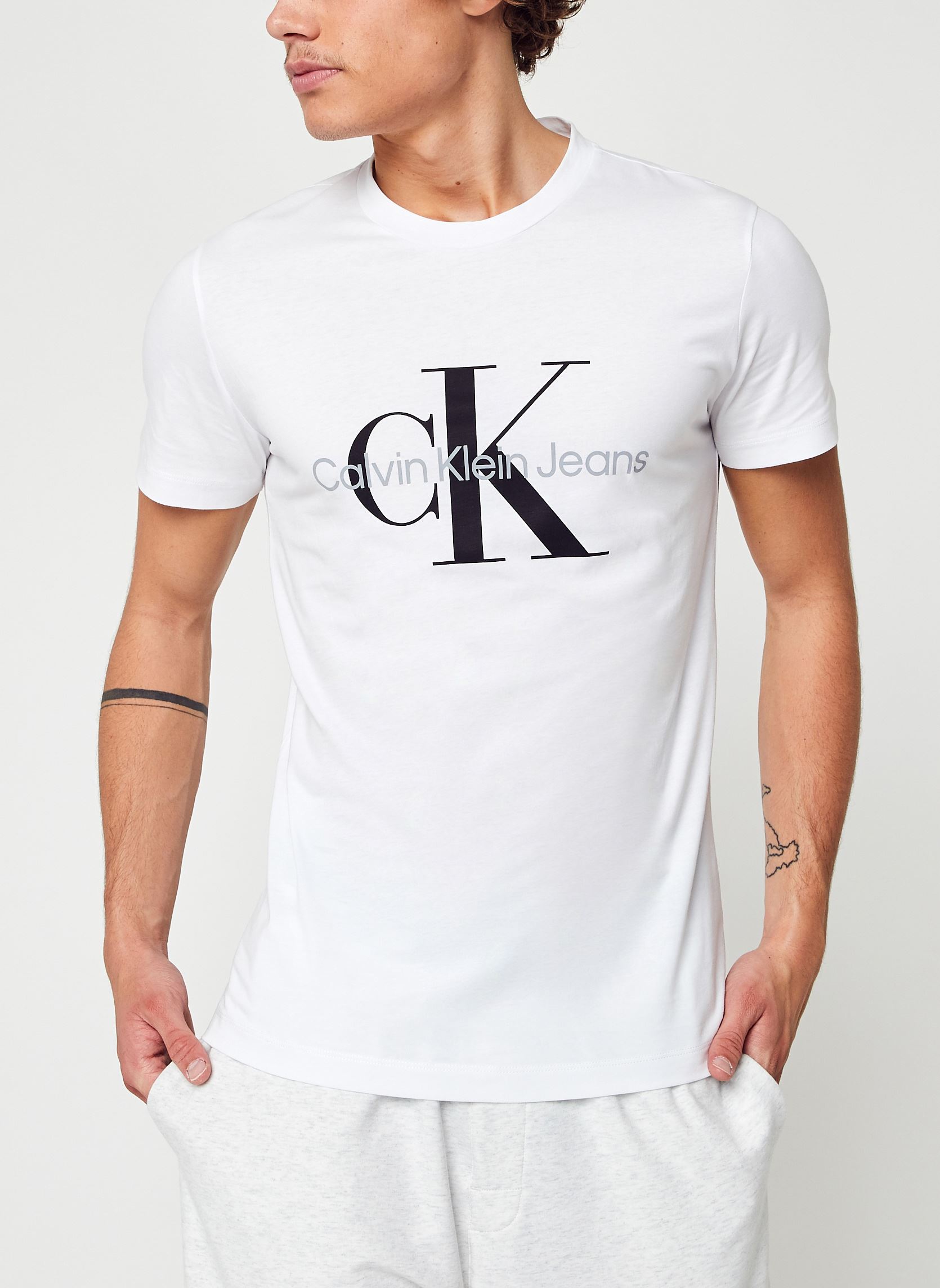 Tee-shirts Core Monogram Slim Tee homme blanc Calvin Klein Jeans Tee-shirts Core Monogram Slim Tee homme blanc BRIGHT WHITE