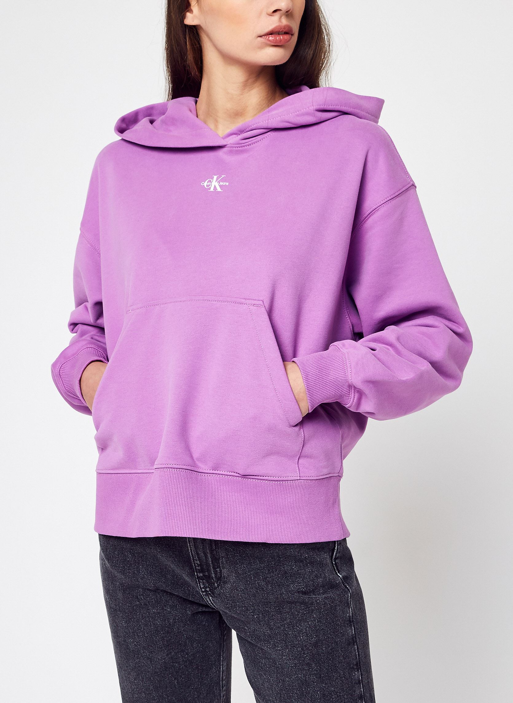 Sweats à capuche Micro Monologo Hoodie femme violet Calvin Klein Jeans Sweats à capuche Micro Monologo Hoodie femme violet IRIS ORCHID