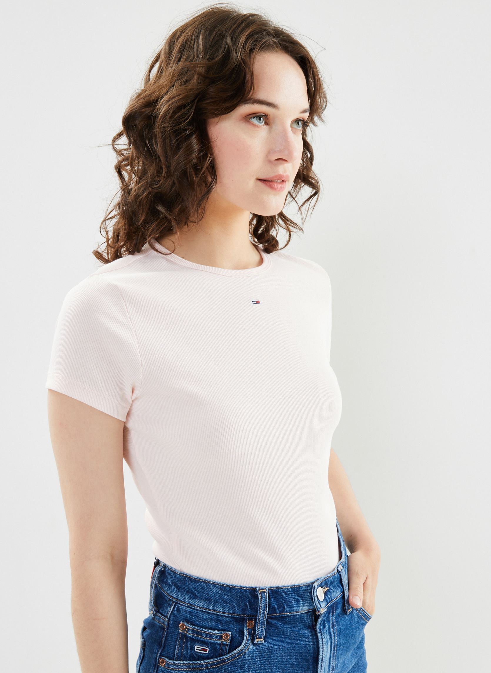 Vêtements Tommy Jeans Tjw Bby Essential Rib Ss pour Accessoires