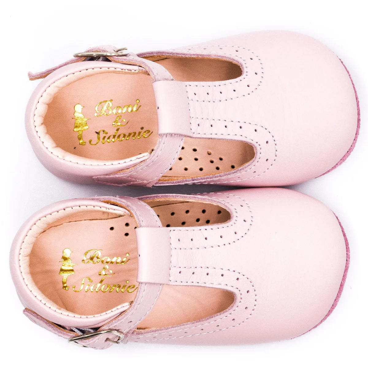 Ballerines Chausson cuir bébé garçon rose Boni & Sidonie Ballerines Chausson cuir bébé garçon rose Rose