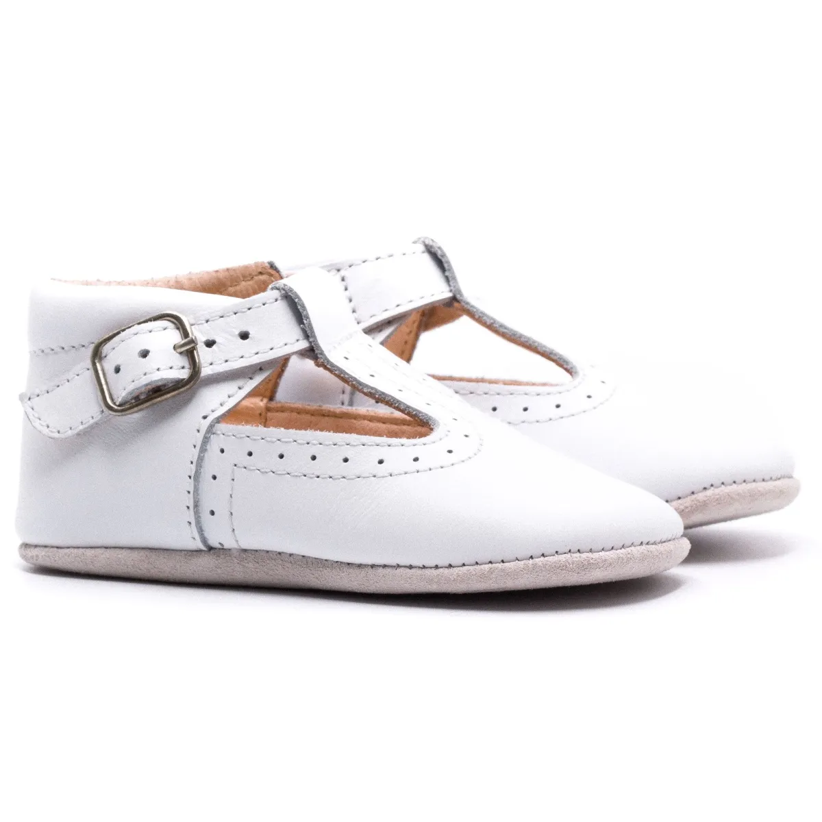 Ballerines Chausson cuir bébé garçon blanc Boni & Sidonie Ballerines Chausson cuir bébé garçon blanc Blanc