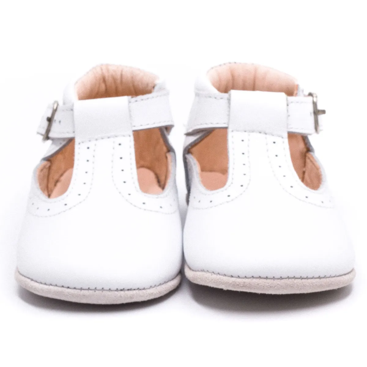 Ballerines Chausson cuir bébé garçon blanc Boni & Sidonie Ballerines Chausson cuir bébé garçon blanc Blanc
