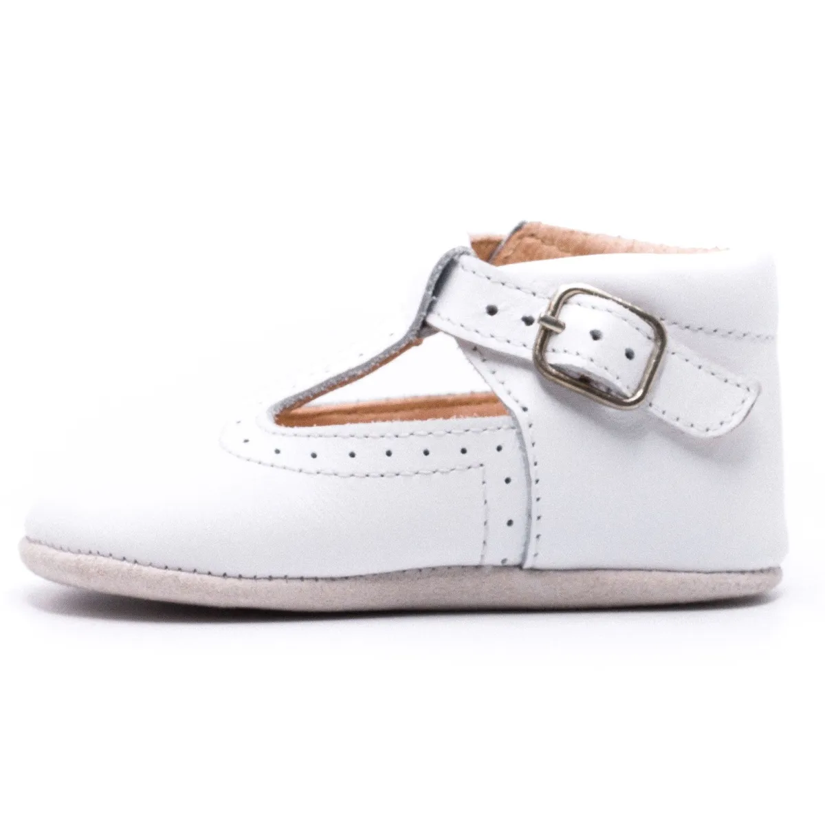 Ballerines Chausson cuir bébé garçon blanc Boni & Sidonie Ballerines Chausson cuir bébé garçon blanc Blanc