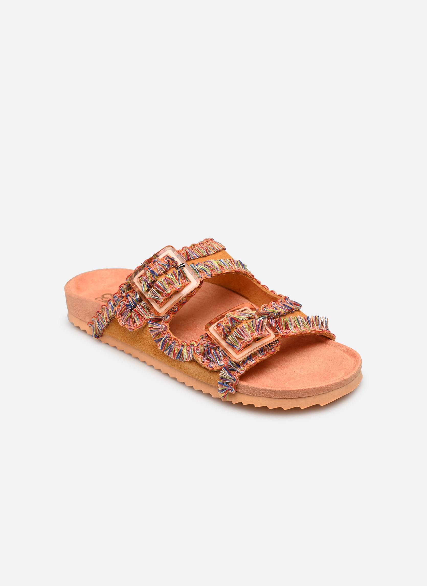 Sandalen Sandales en suede avec crochet multicolo dames oranje Colors of California Sandalen Sandales en suede avec crochet multicolo dames oranje ORA