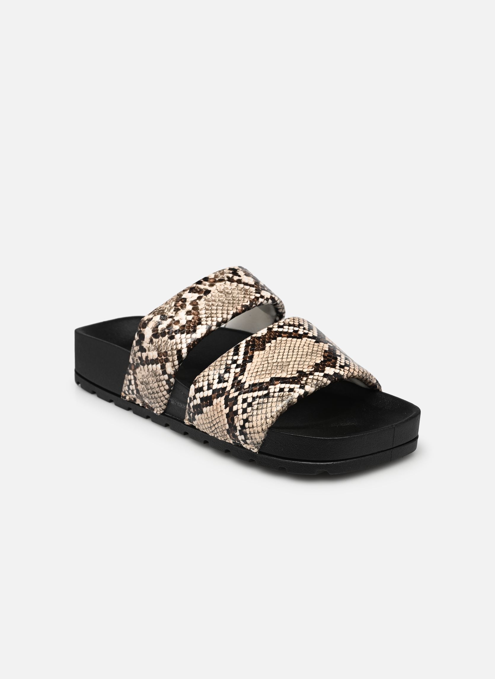 Mules Mule imprimée animalier avec deux bandes femme beige Colors of California Mules Mule imprimée animalier avec deux bandes femme beige NAT