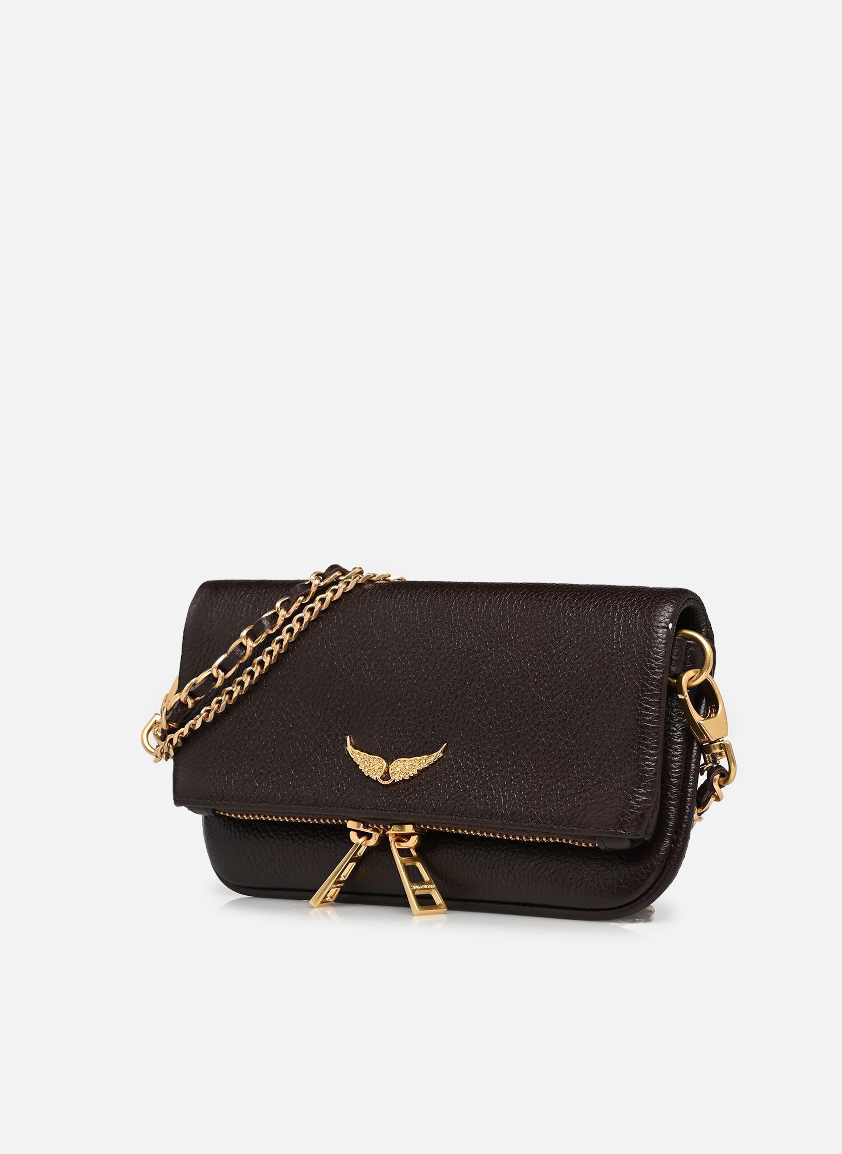 Sacs bandoulière ROCK NANO GRAINED LEATHER femme marron Zadig & Voltaire Sacs bandoulière ROCK NANO GRAINED LEATHER femme marron BROWNIE