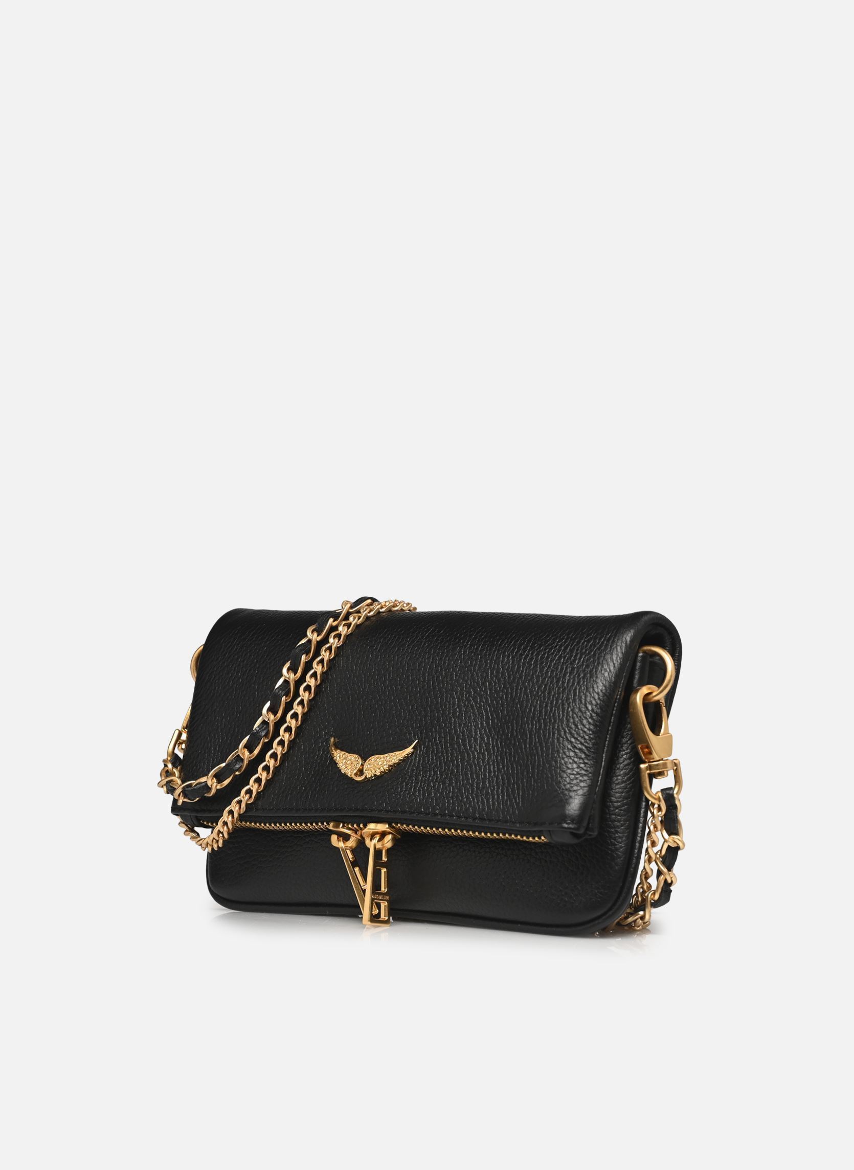 Umhängetaschen ROCK NANO GRAINED LEATHER damen schwarz Zadig & Voltaire Umhängetaschen ROCK NANO GRAINED LEATHER damen schwarz BLACK GOLD