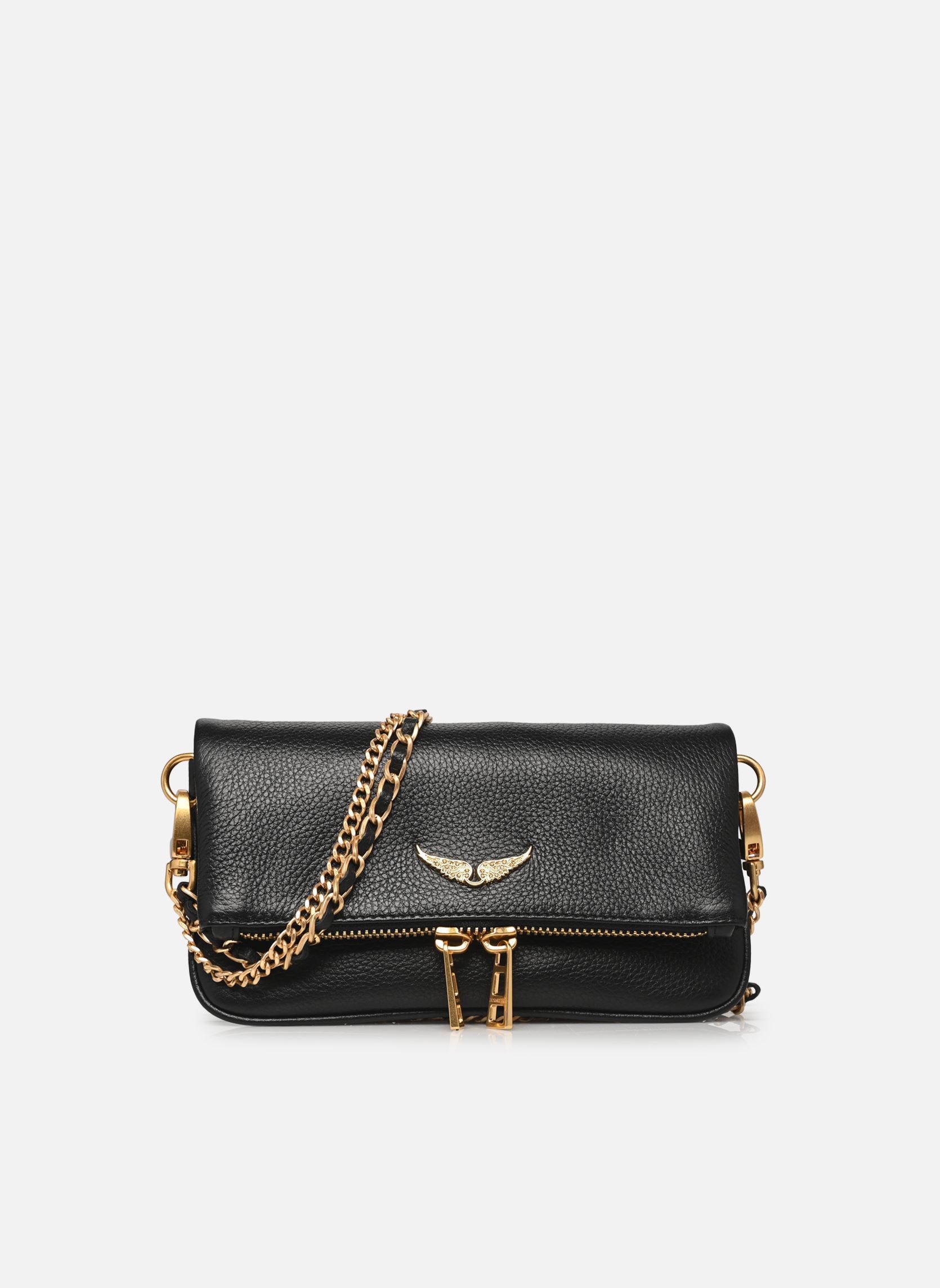 Umhängetaschen ROCK NANO GRAINED LEATHER damen schwarz Zadig & Voltaire Umhängetaschen ROCK NANO GRAINED LEATHER damen schwarz BLACK GOLD