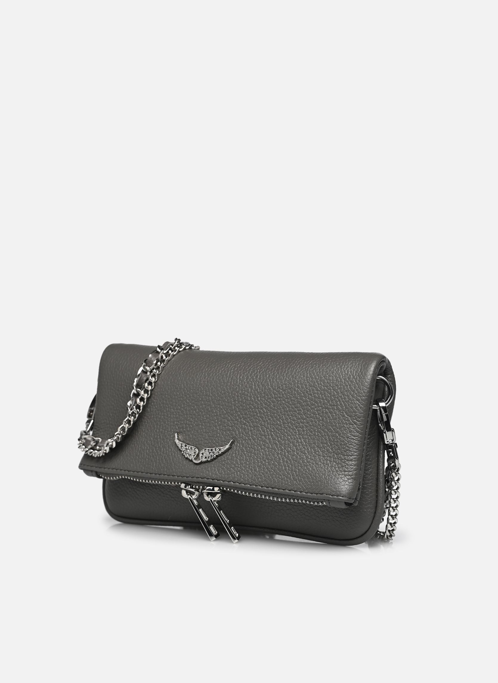 Borse a tracolla ROCK NANO GRAINED LEATHER donna grigio Zadig & Voltaire Borse a tracolla ROCK NANO GRAINED LEATHER donna grigio ROAD