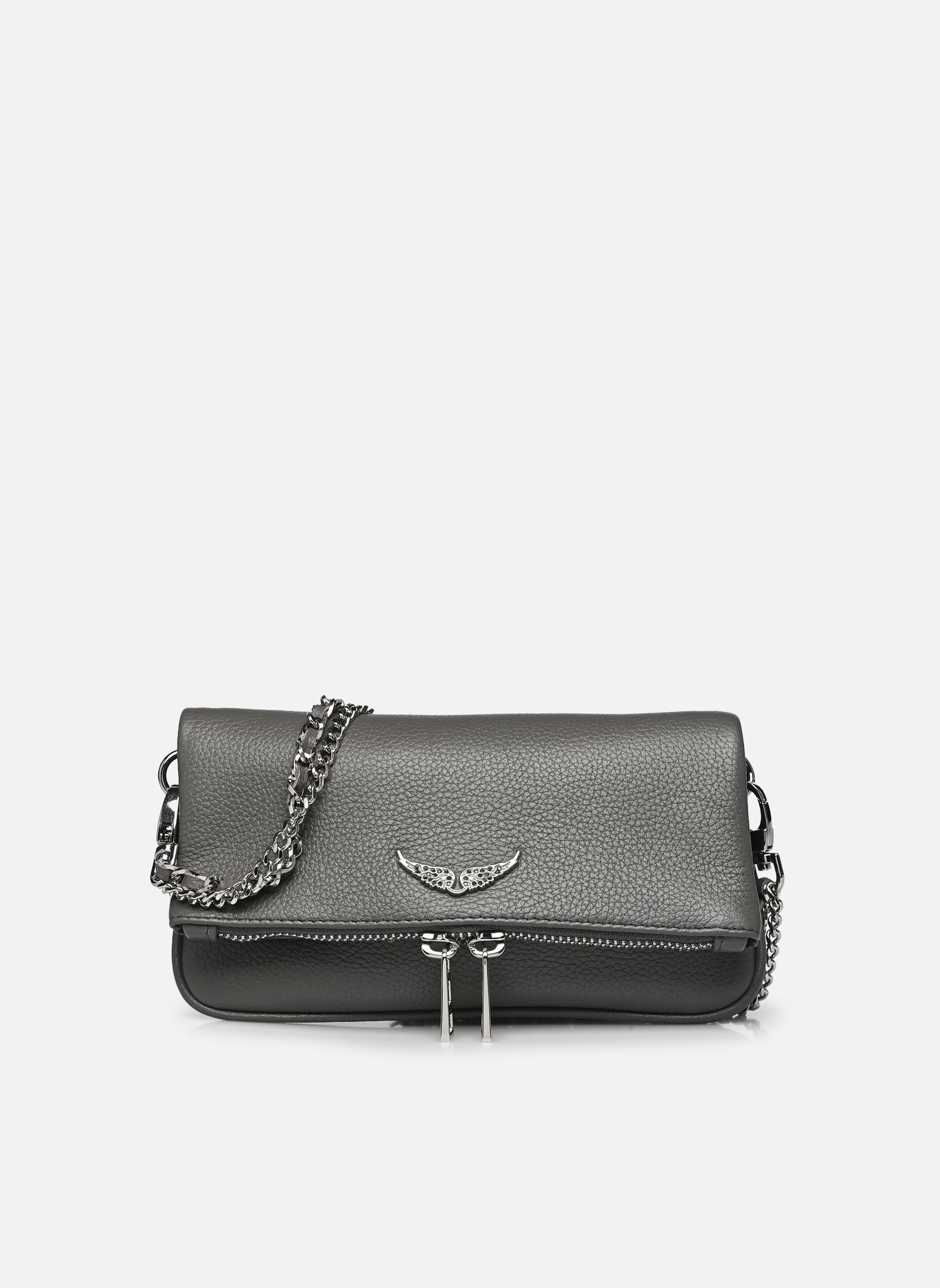 Borse a tracolla ROCK NANO GRAINED LEATHER donna grigio Zadig & Voltaire Borse a tracolla ROCK NANO GRAINED LEATHER donna grigio ROAD