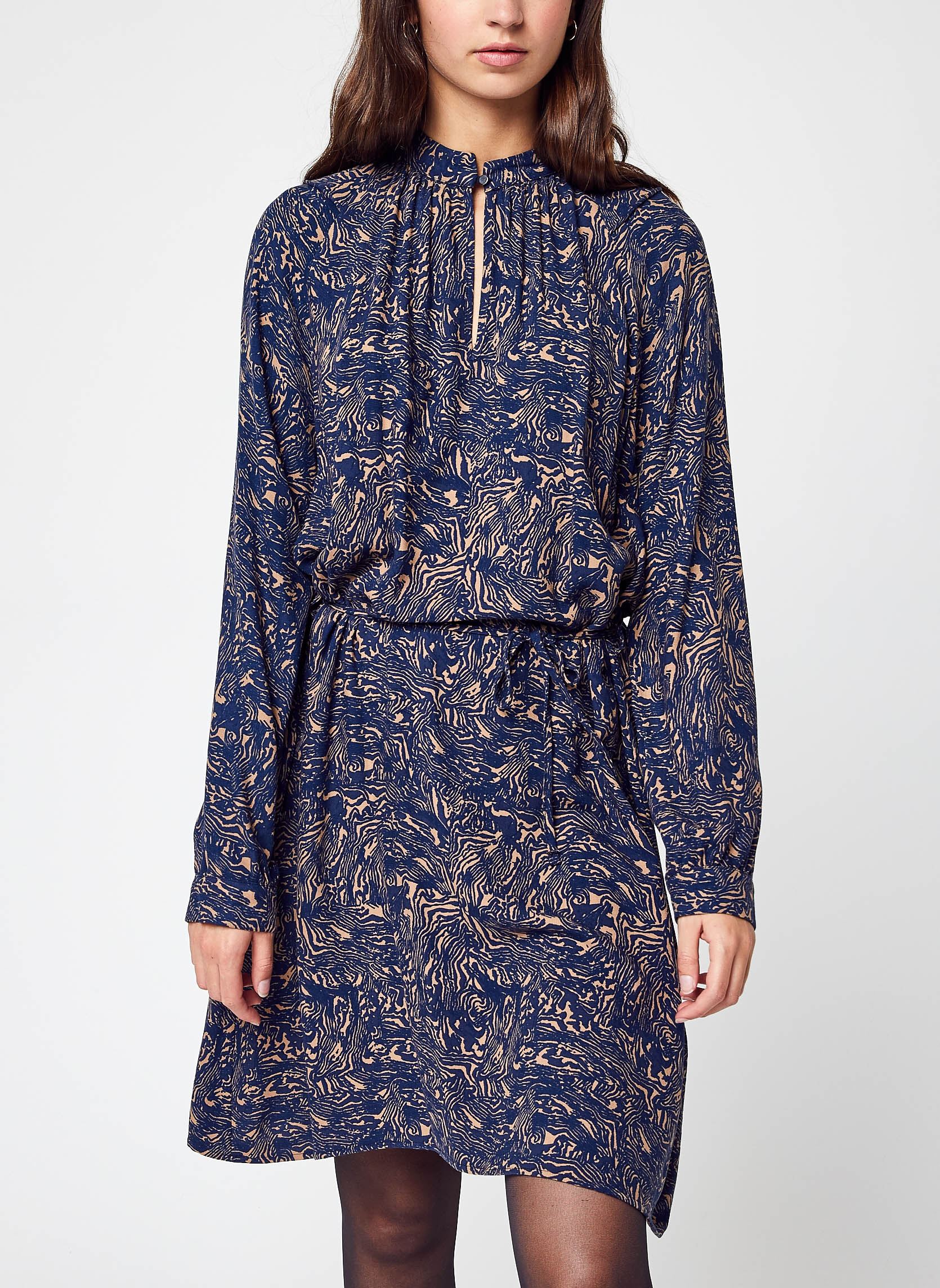 IKKS Women Robe midi Courte Imprimée BV30585 (Bleu) Vêtements