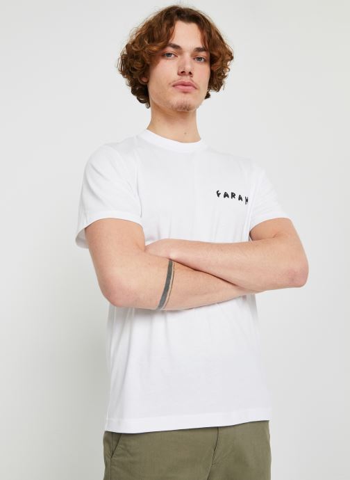 FARAH Whylie Men's Retro Mod Vertical Stripe T-shirt in Ecru FARAH Whylie Men's Retro Mod Vertical Stripe T-shirt in Ecru