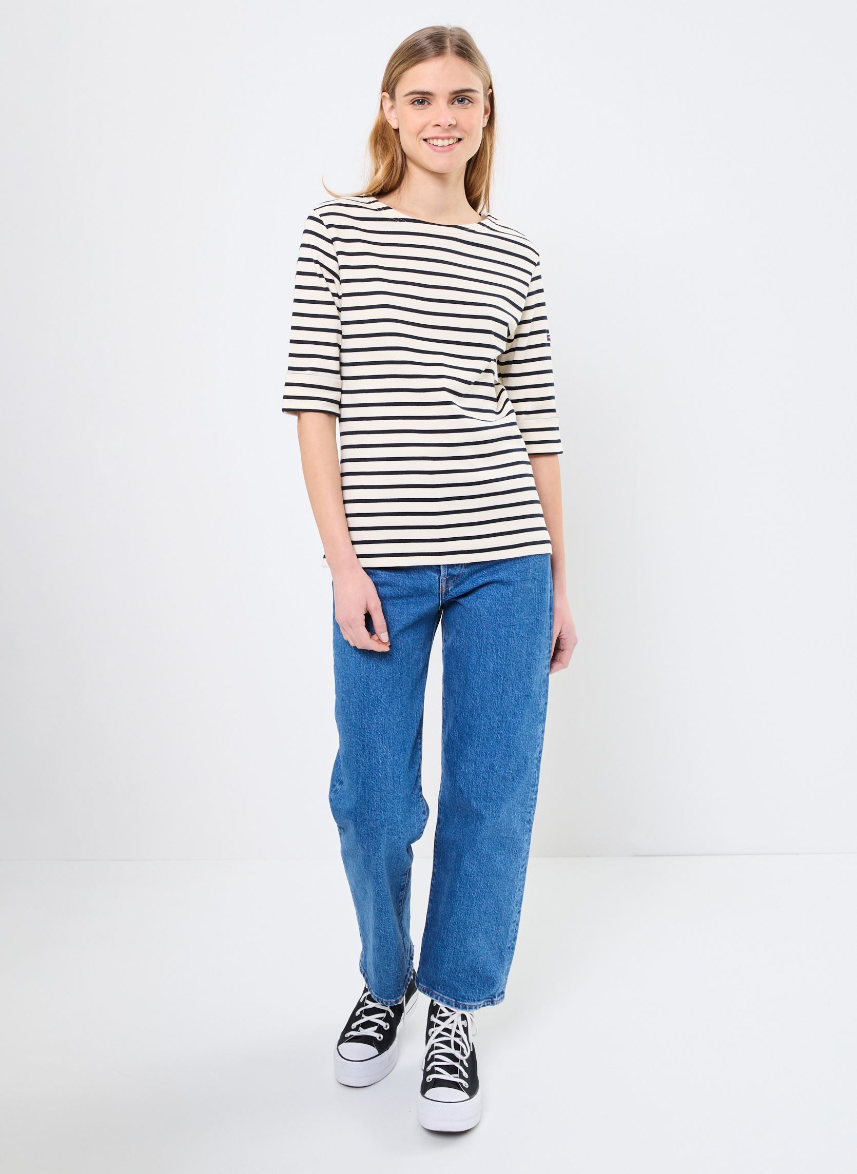 Tee-shirts Marinière ''Cancale'' Femme femme blanc Armor Lux Tee-shirts Marinière ''Cancale'' Femme femme blanc Nature Rich Navy